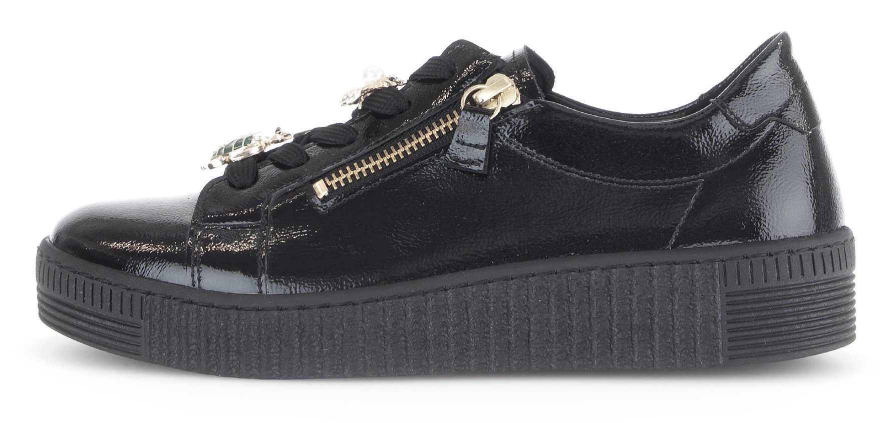 Gabor Plateausneakers , vrijetijdsschoen, lage schoen, veterschoenen met edele sier-diermotieven