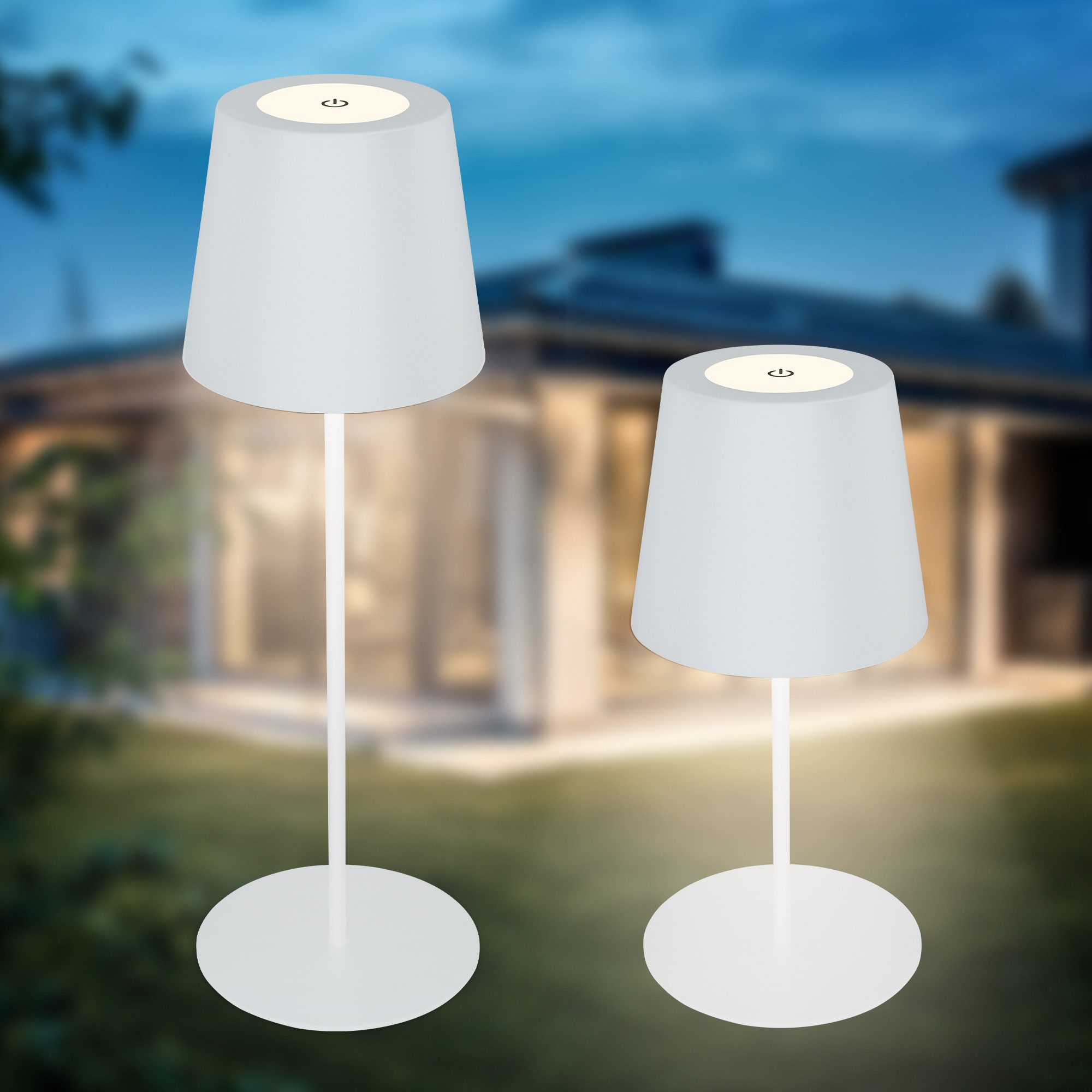 B.K.Licht Tafellamp voor buiten BK_TL1594 Accu LED tafellamp, 3-niveau touchdimmer, met USB 2.700 k, 200 lm, 2,5w, ip44, 12h brandduur, 36 x 10,5 cm, wit (1 stuk)