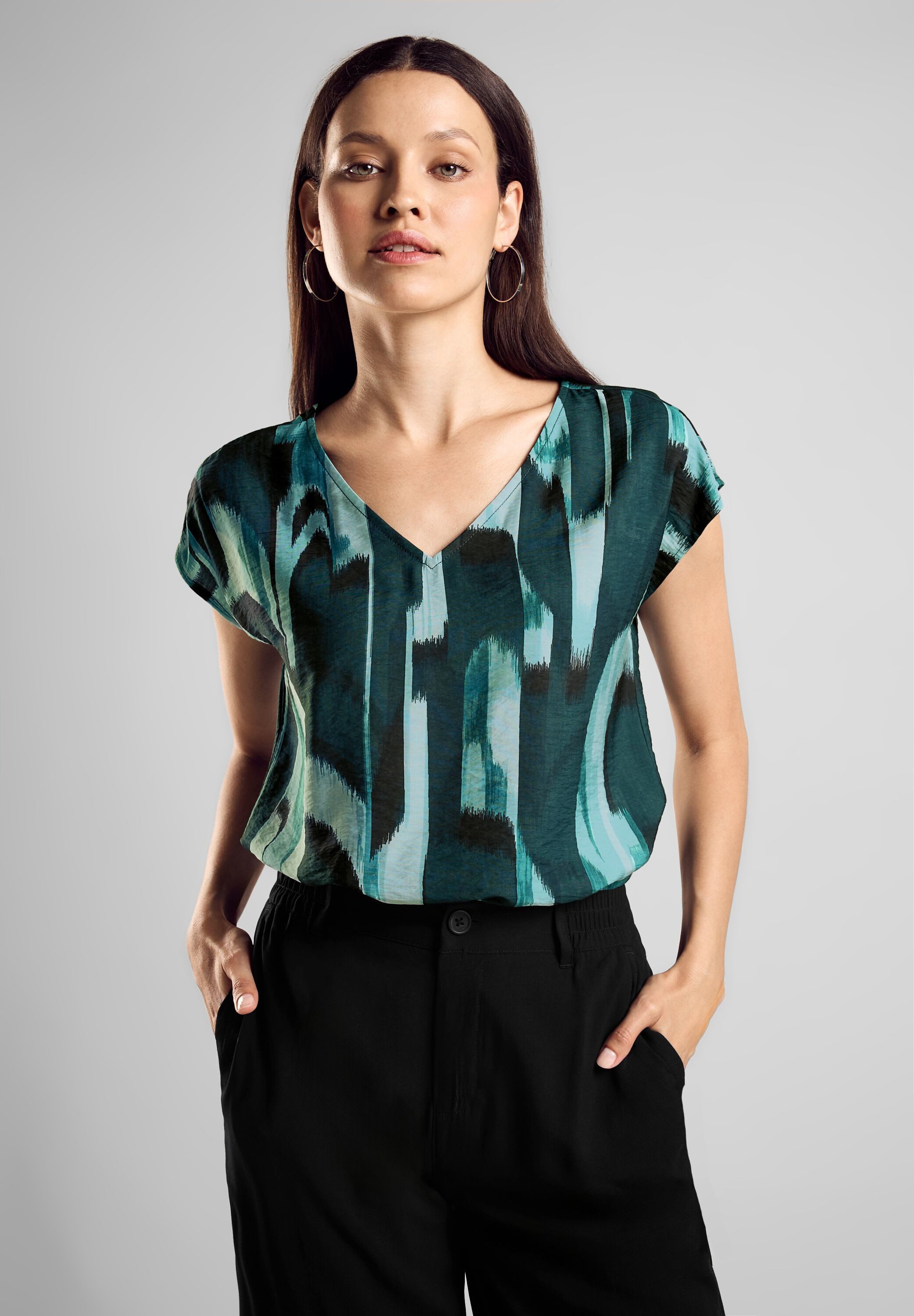 STREET ONE Blouse met korte mouwen met print all-over