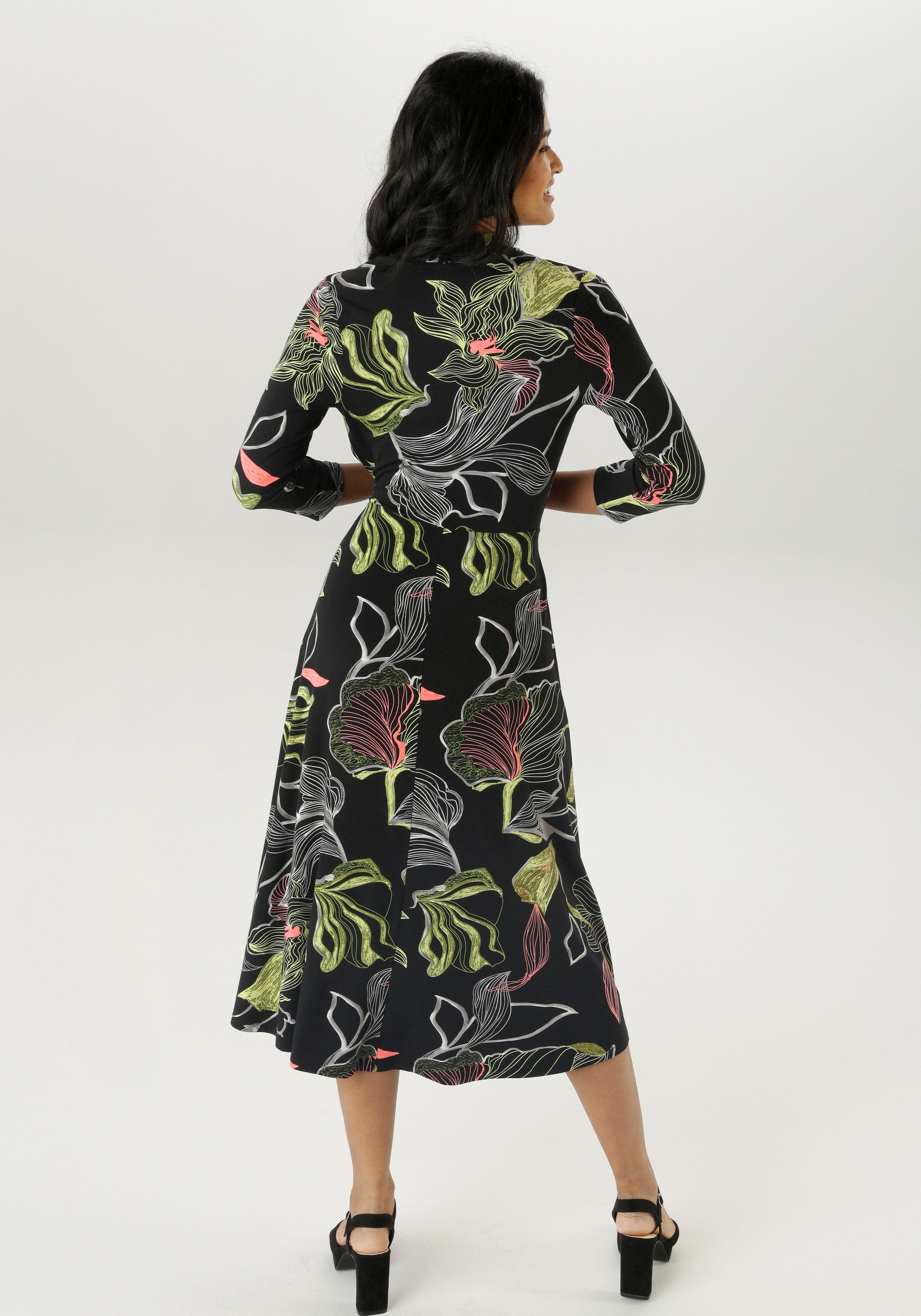 Aniston SELECTED Jerseyjurk met v-hals in wikkellook en binddetail - nieuwe collectie