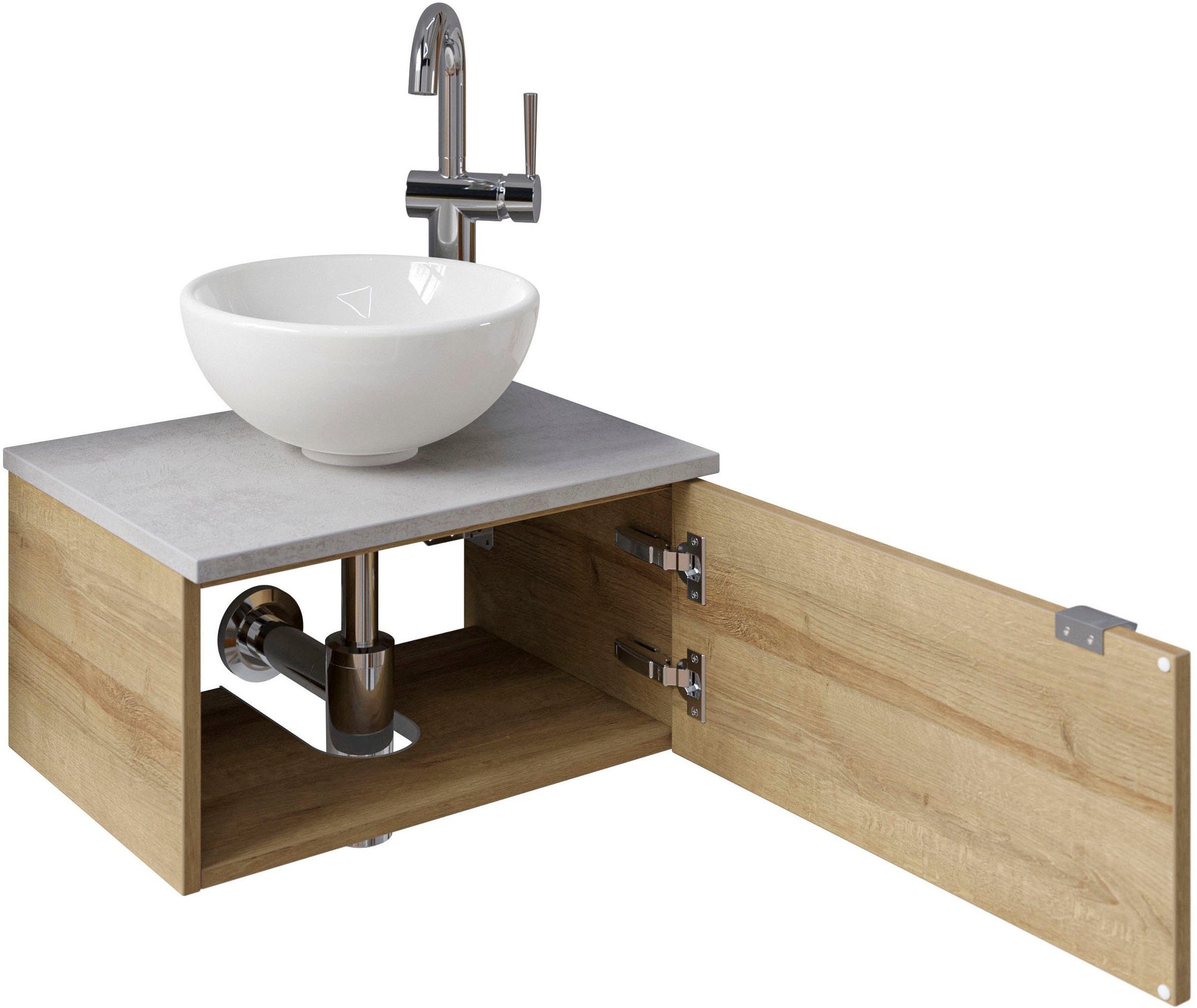 Saphir Wastafelonderkast Serie 6915 wastafel met onderkast voor gastenbadkamer, tweede toilet (3-delig)