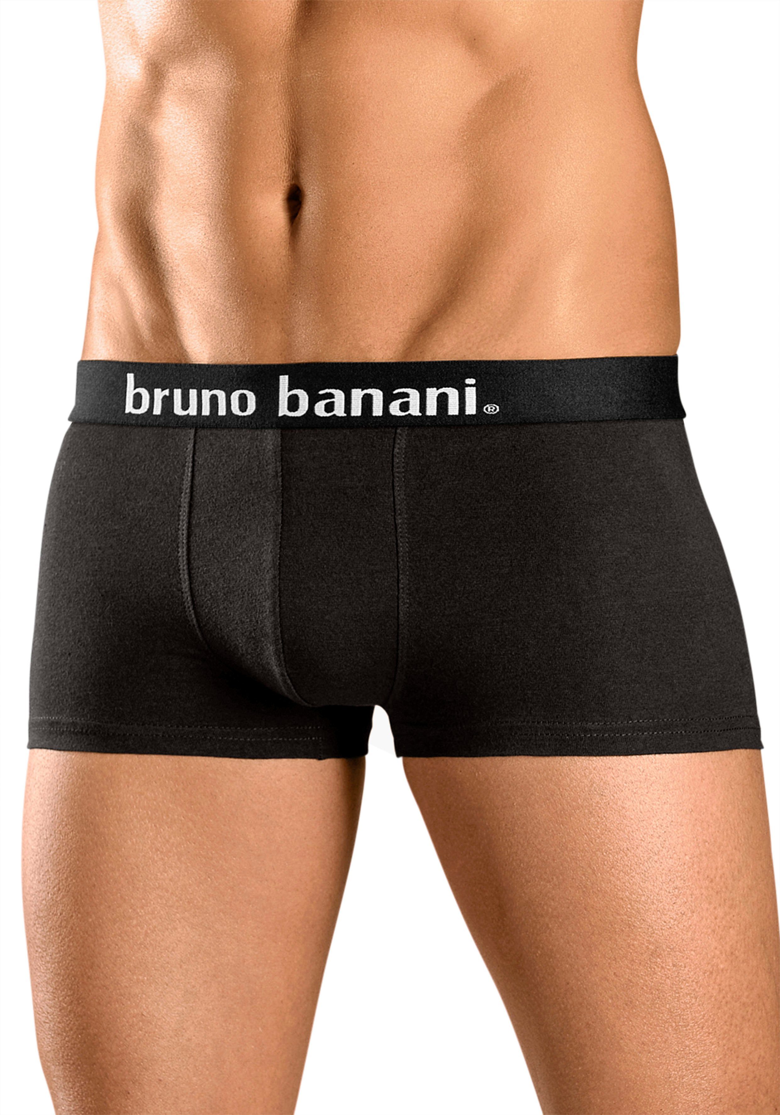 Bruno Banani Hipster strak zittende boxershorts in uni of gemusterd van katoenmix (set, 4 stuks)