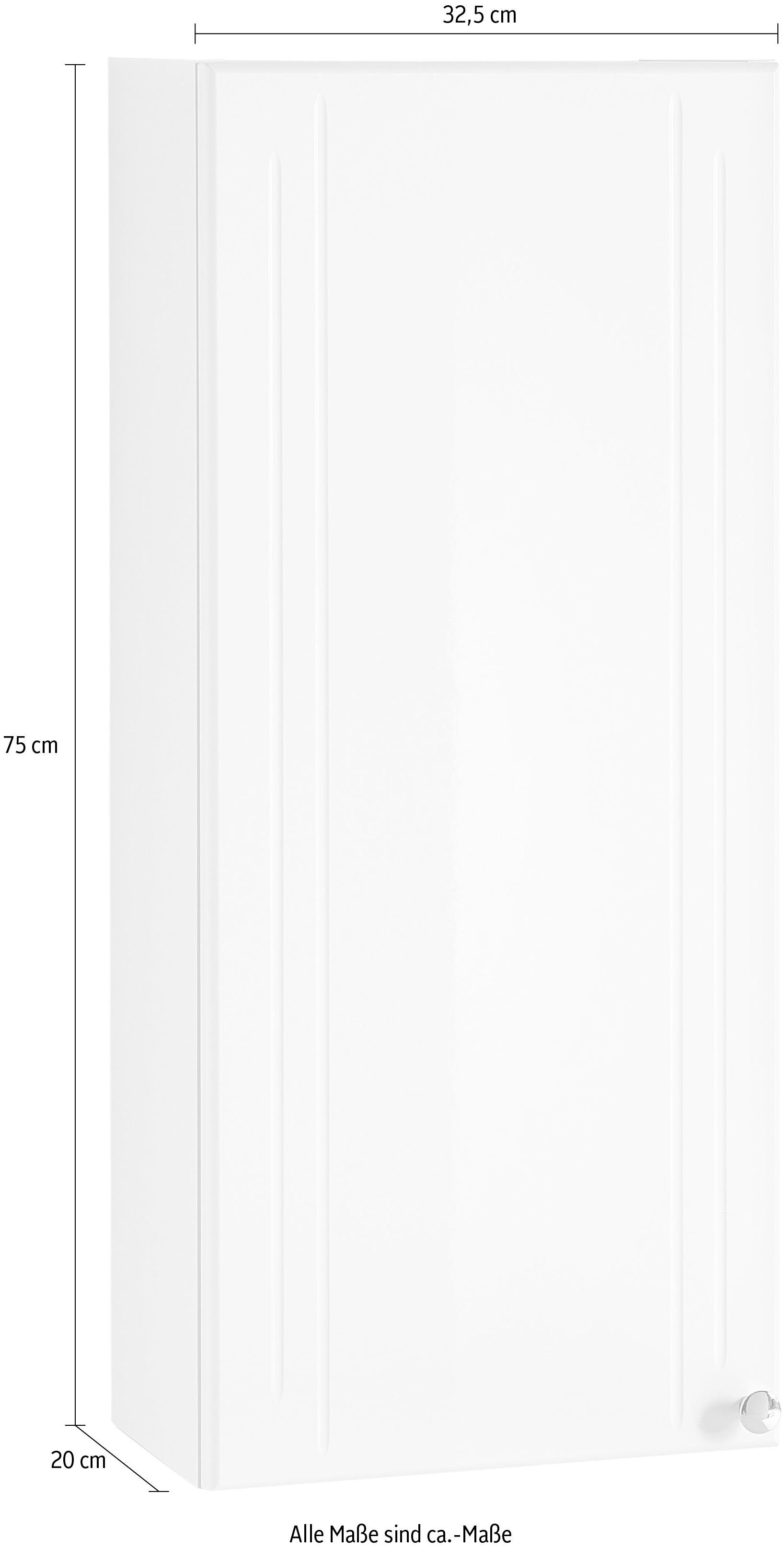 Saphir Hangend kastje Quickset 955 wand-badkamerkast 32,5 cm breed met 1 deur, 2 planken