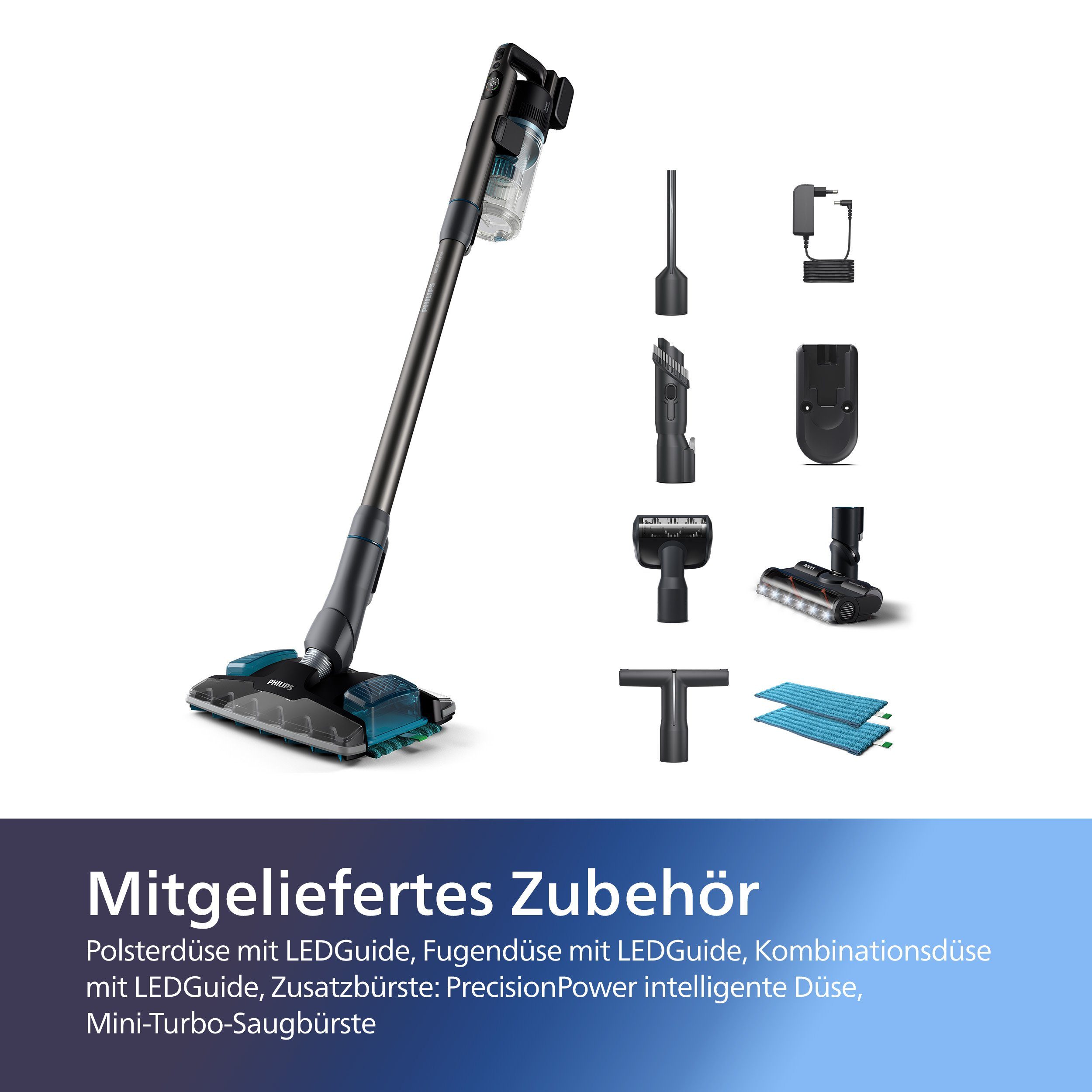 Philips Nat- en droogzuiger XC8055/01 Aqua Plus 8000 Series „Alleskönner“ met tot 80 minuten looptijd en adaptieve zuig- en wissproeier