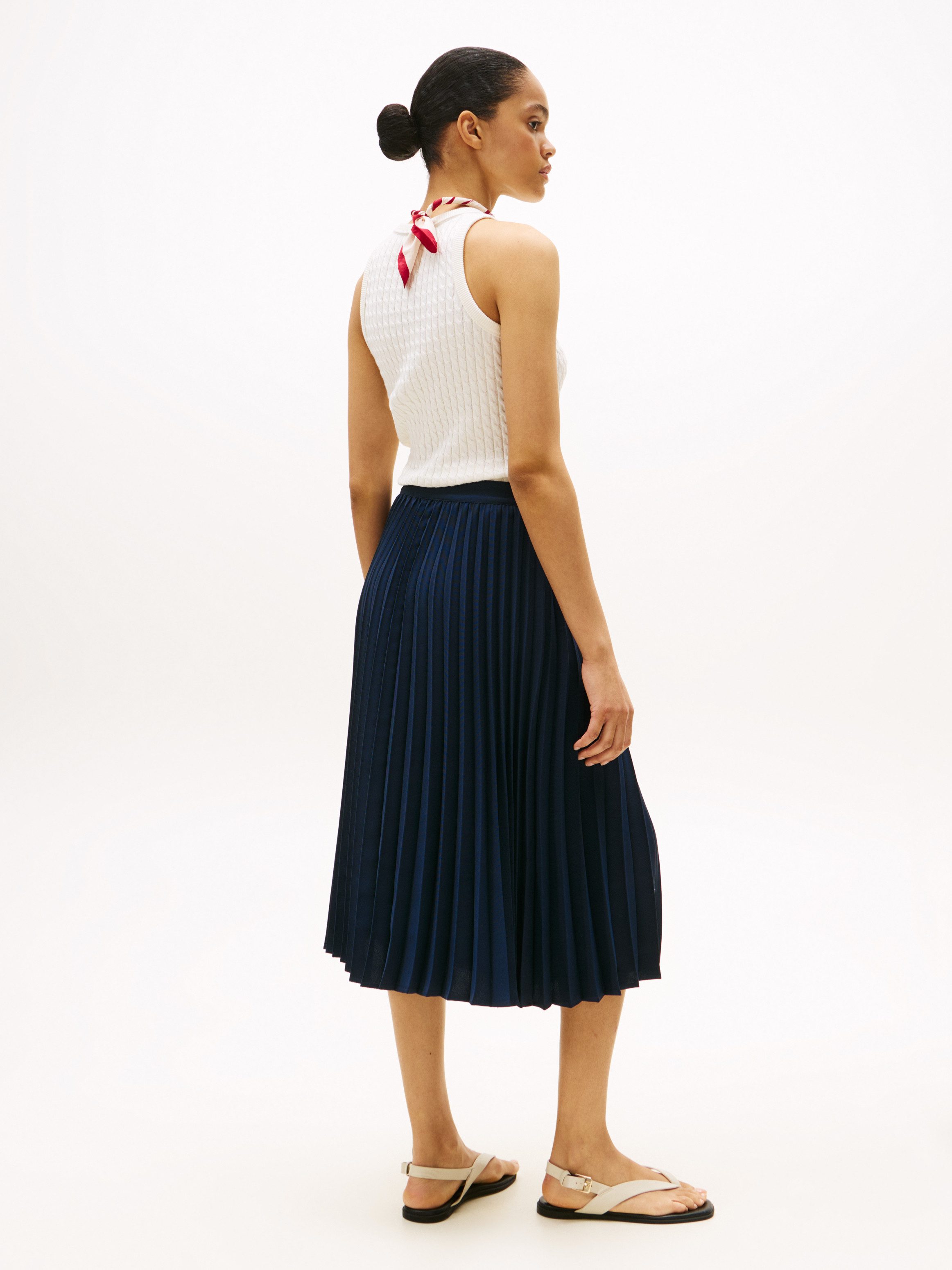 Tommy Hilfiger Plissérok FLUID PLEATED PULL ON MIDI SKIRT