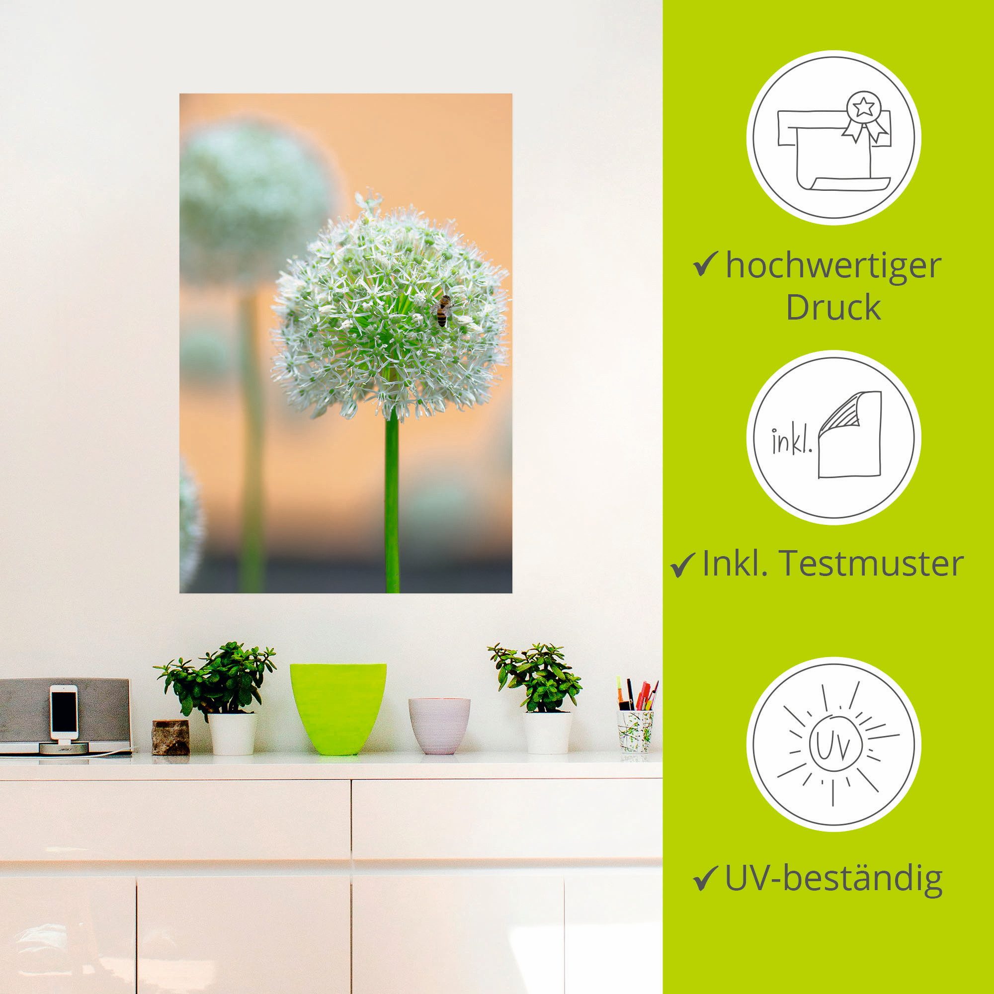 Artland Artprint Grote sierlook in pastel als artprint op linnen, muursticker in verschillende maten