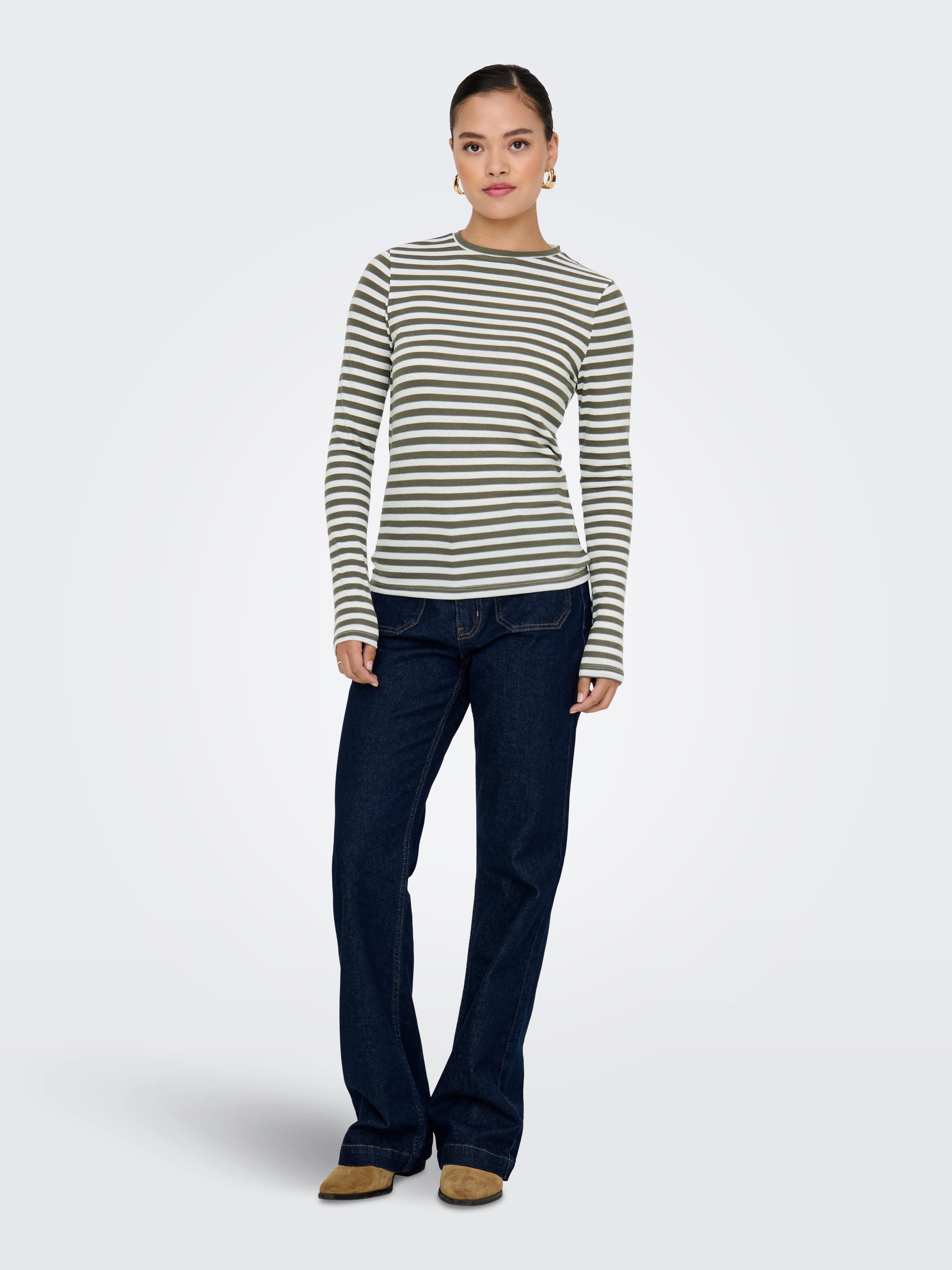 Only Shirt met lange mouwen ONLMAI STRIPE L/S TOP JRS NOOS