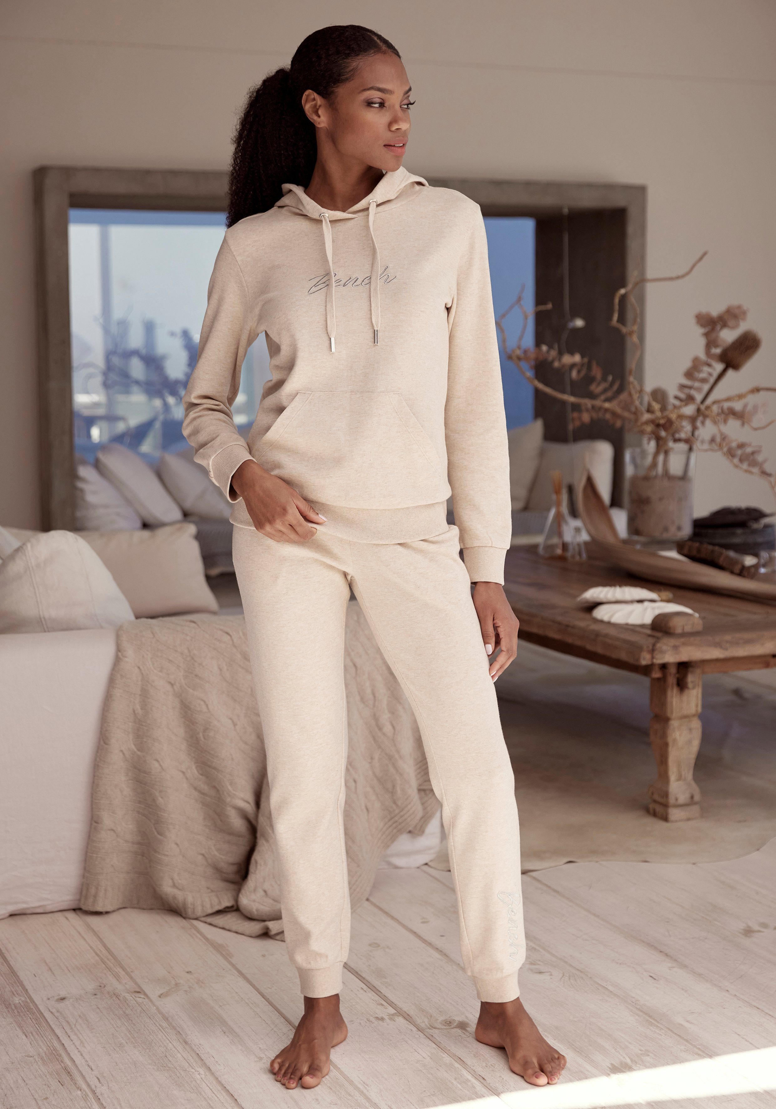 Bench. Loungewear Hoodie -lounge hoodie- met glanzende logo-borduurwerk, loungewear, loungepak