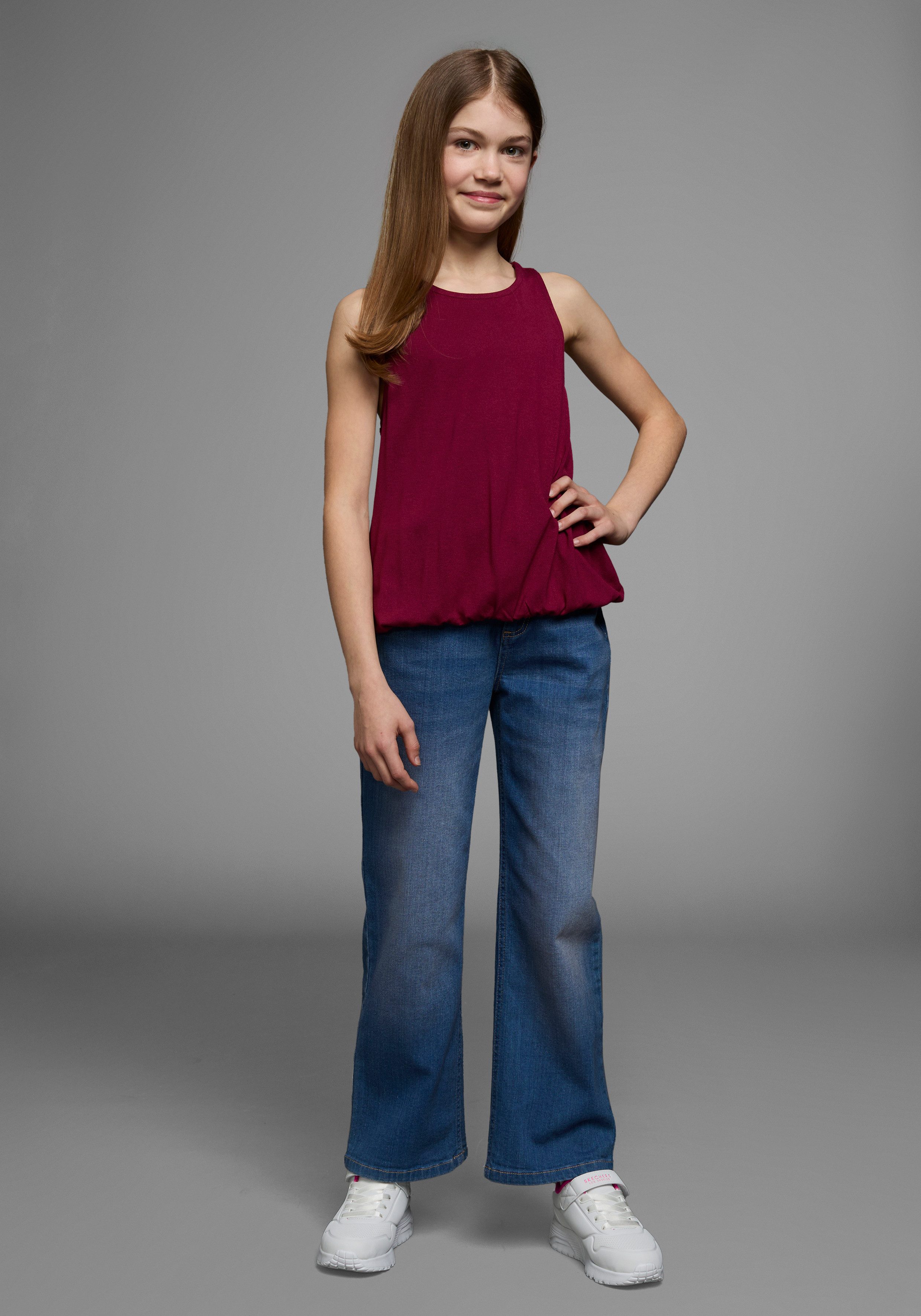 KIDSWORLD Tanktop Viskose - Top met kanten inzet achter