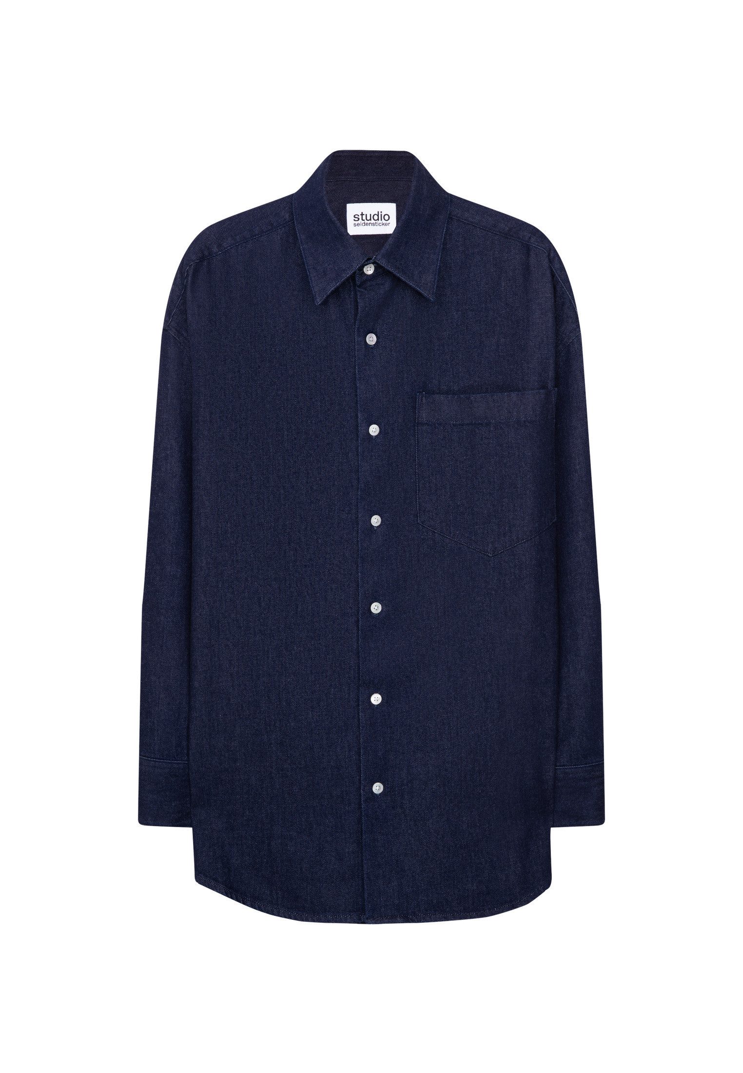 studio seidensticker Overhemd met korte mouwen Oversized 1/1 Kentkraag Denim