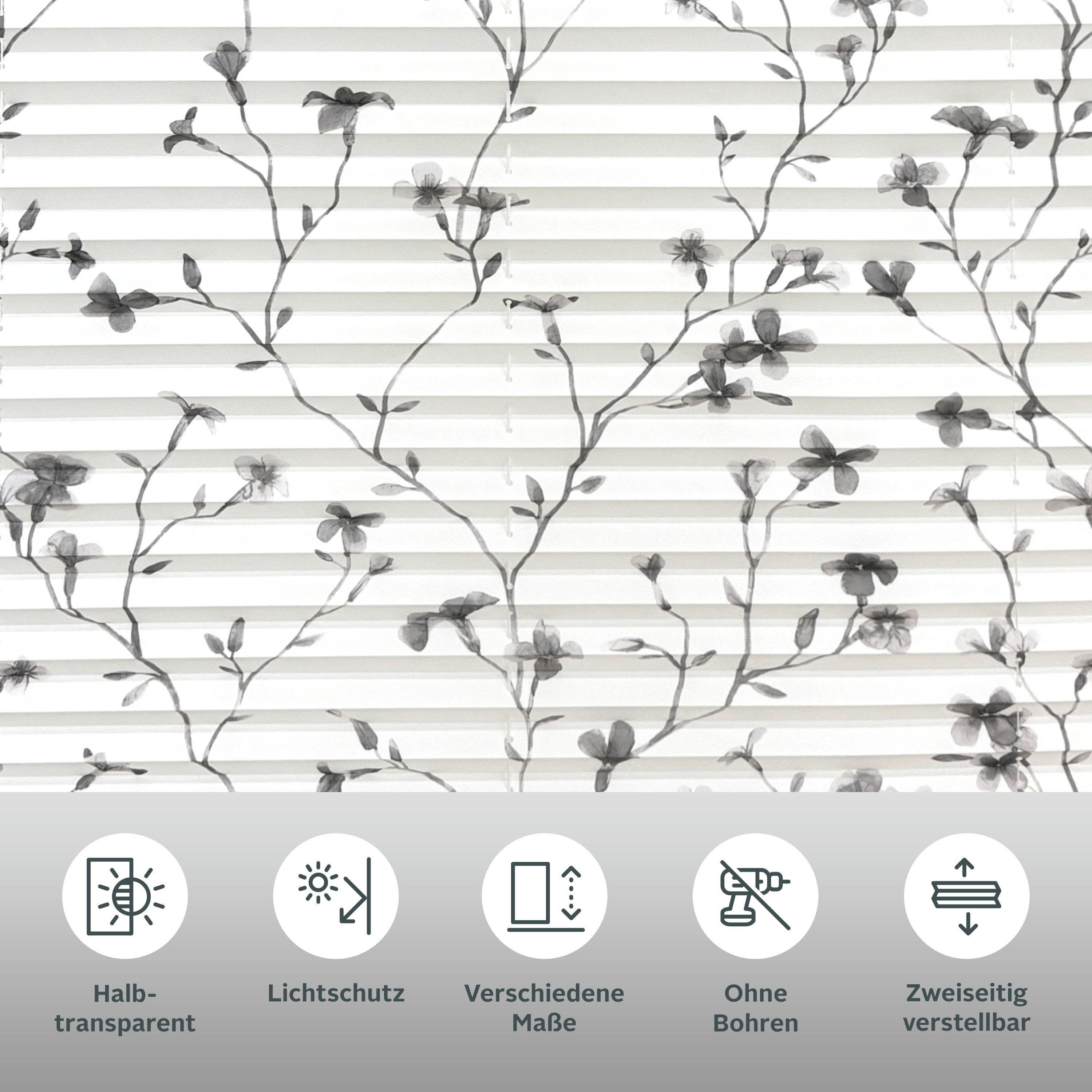 my home Plissé Minna in vaste maat met bloemprint, klemband nieuwe uitgave! (1 stuk)