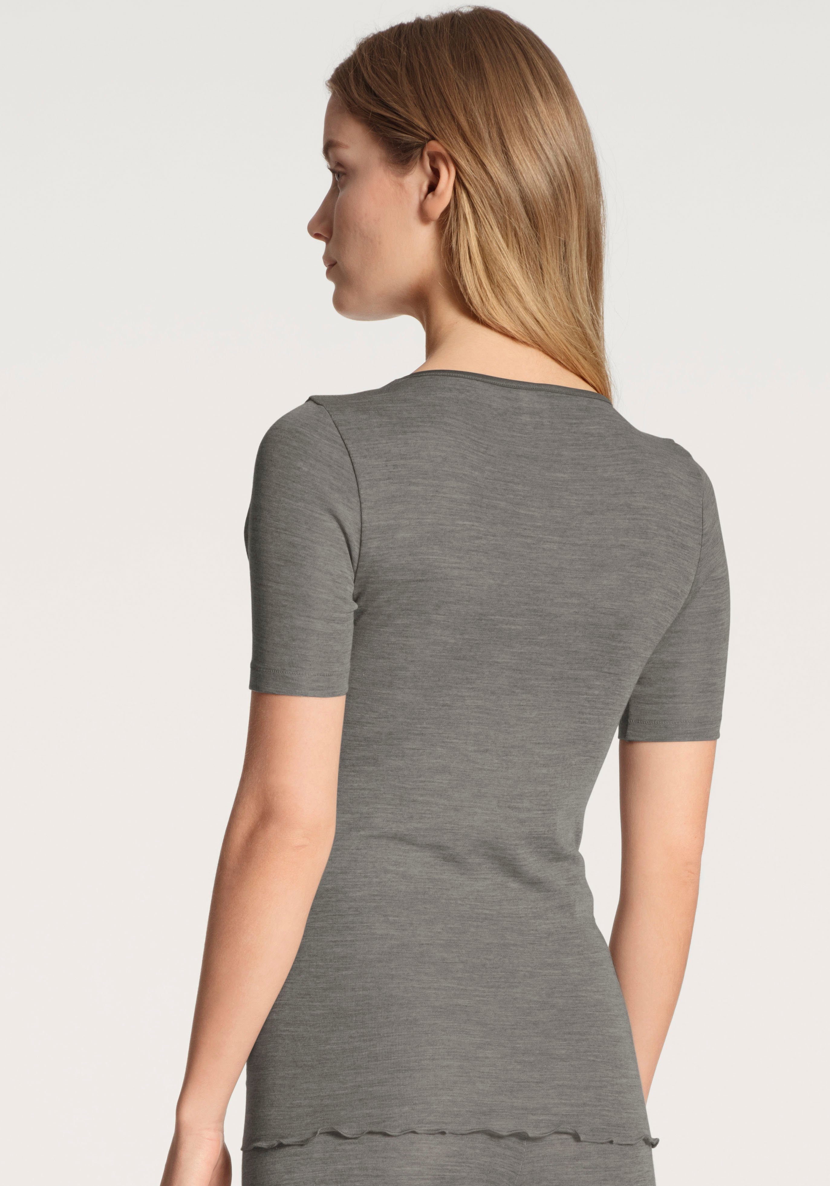CALIDA Shirt met korte mouwen True Confidence met satijnen bies bij de ronde hals