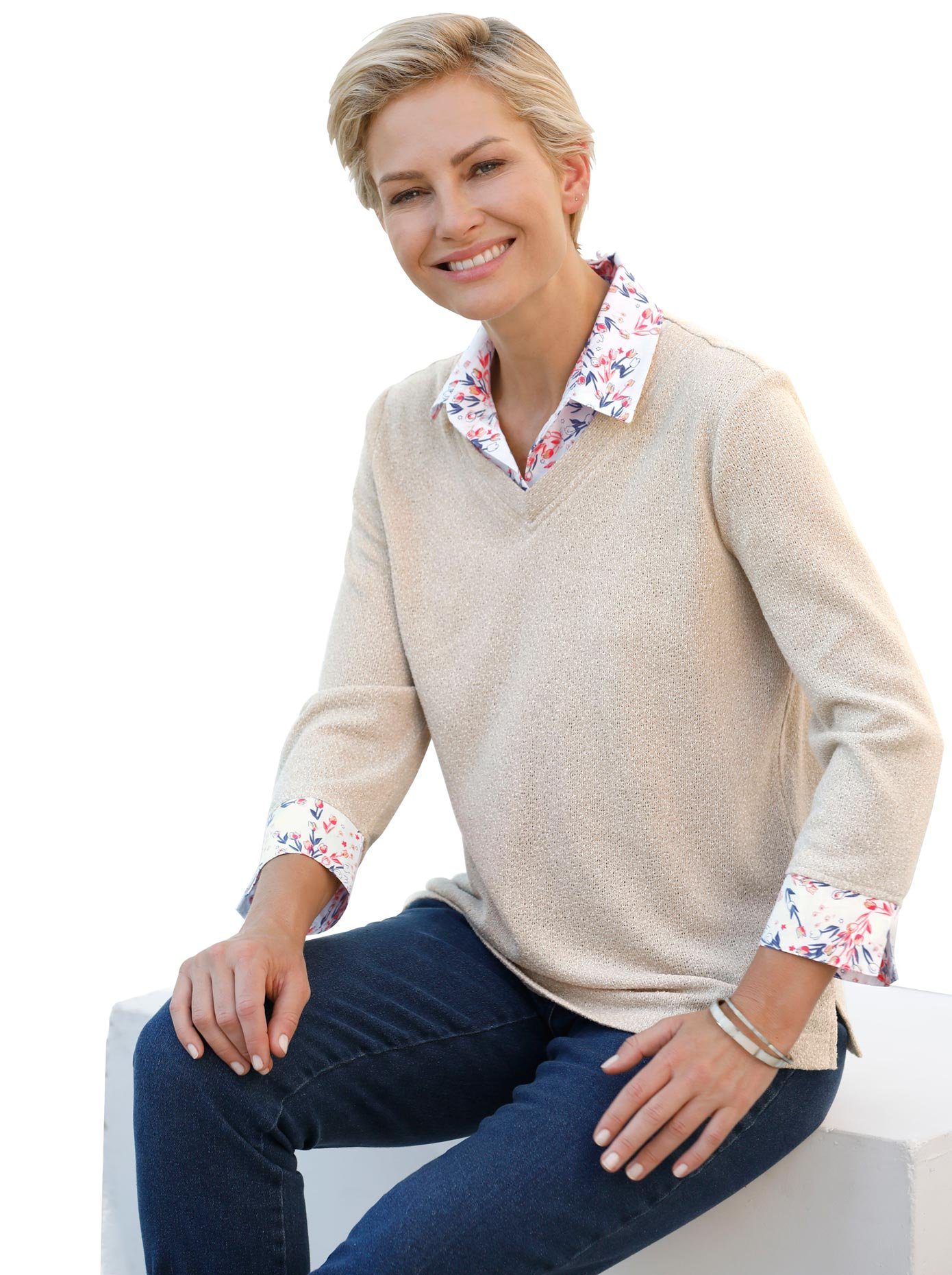 Classic Basics 2-in-1-shirt Shirt (1-delig) dames 2-in-1 shirts maat 52 beige