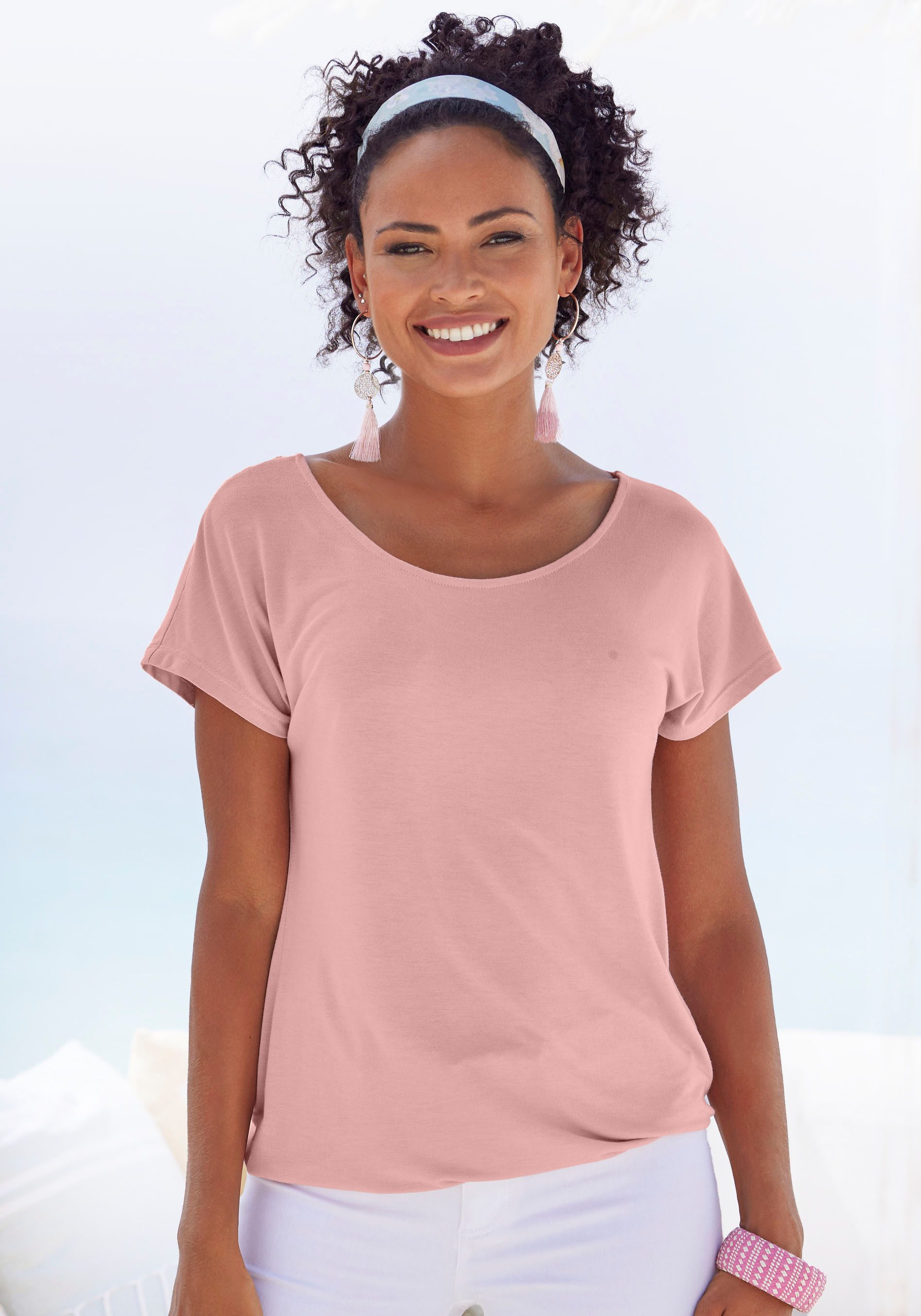 Vivance Shirt met korte mouwen Met haakwerk aan de achterkant dames t-shirts maat 44/46 roze