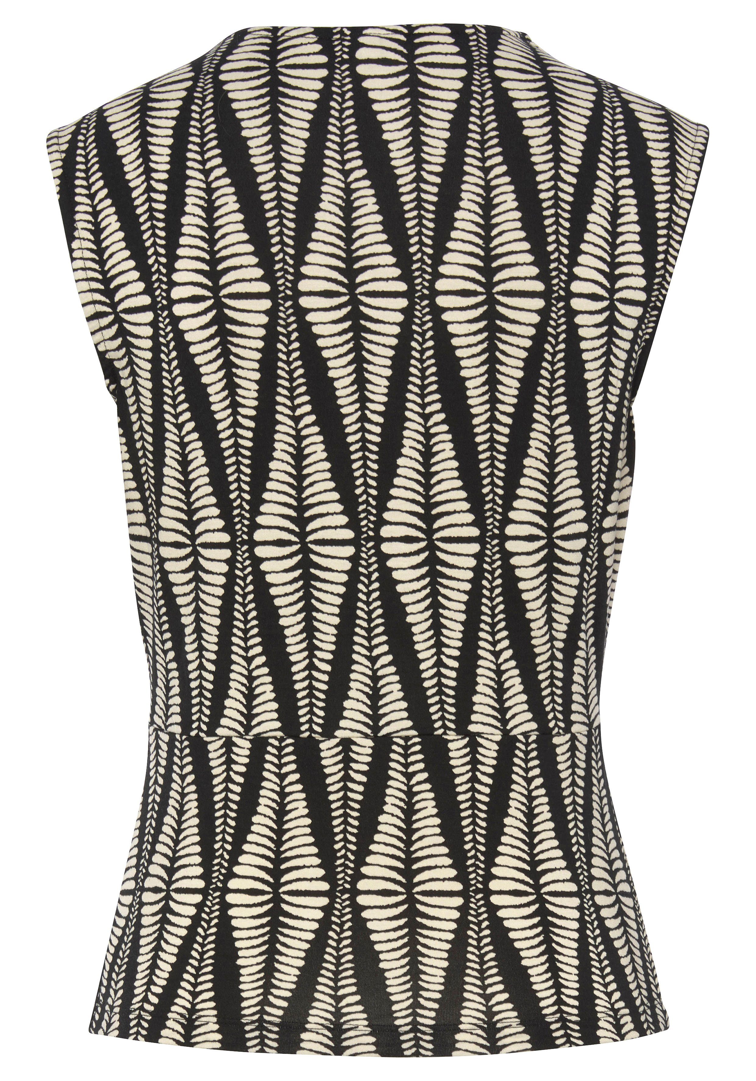 Lascana Shirttop met plooien op de schouder, jerseytop met all-over print