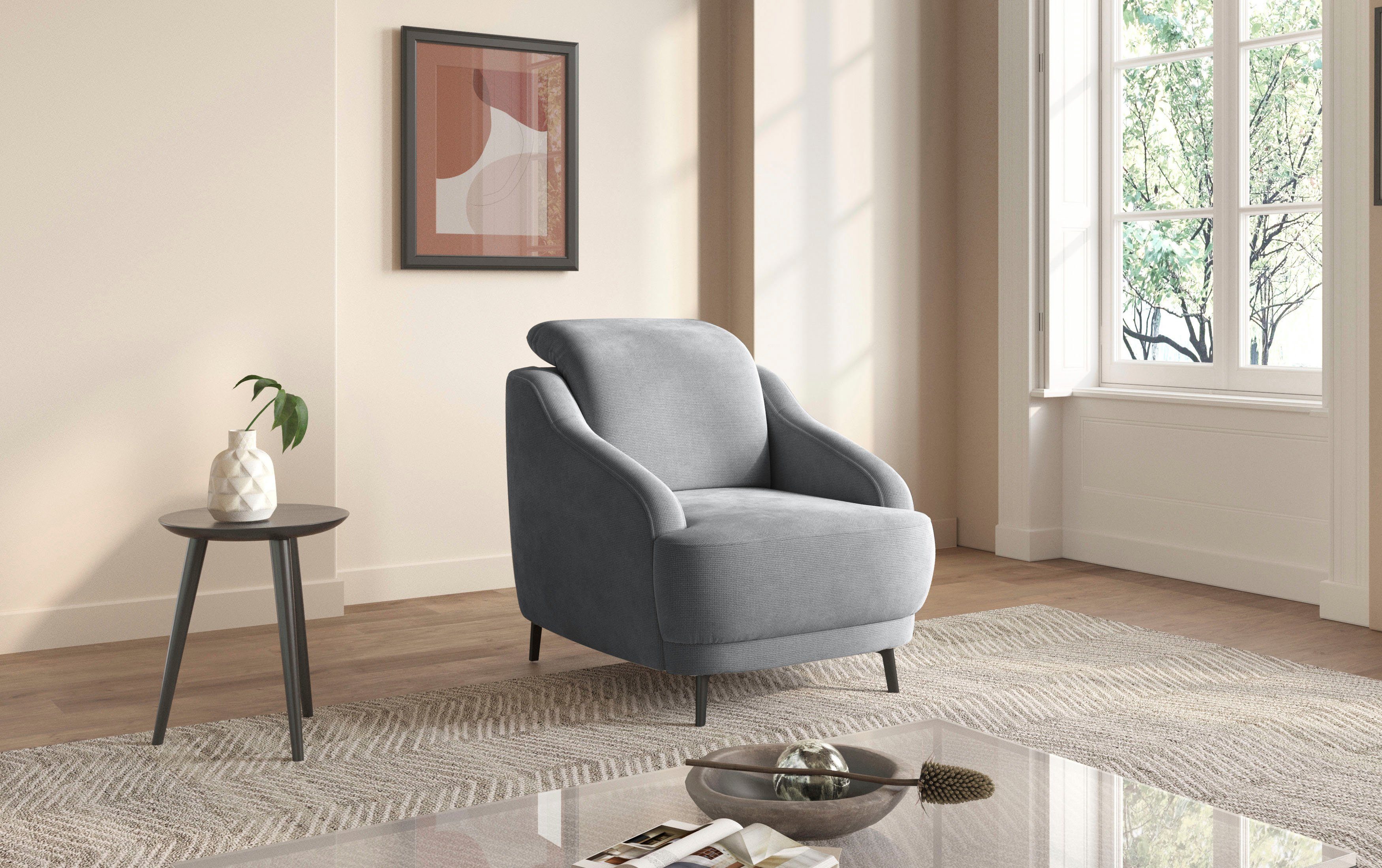 sit&more Fauteuil Blues met metalen poten, matzwart (1 stuk)