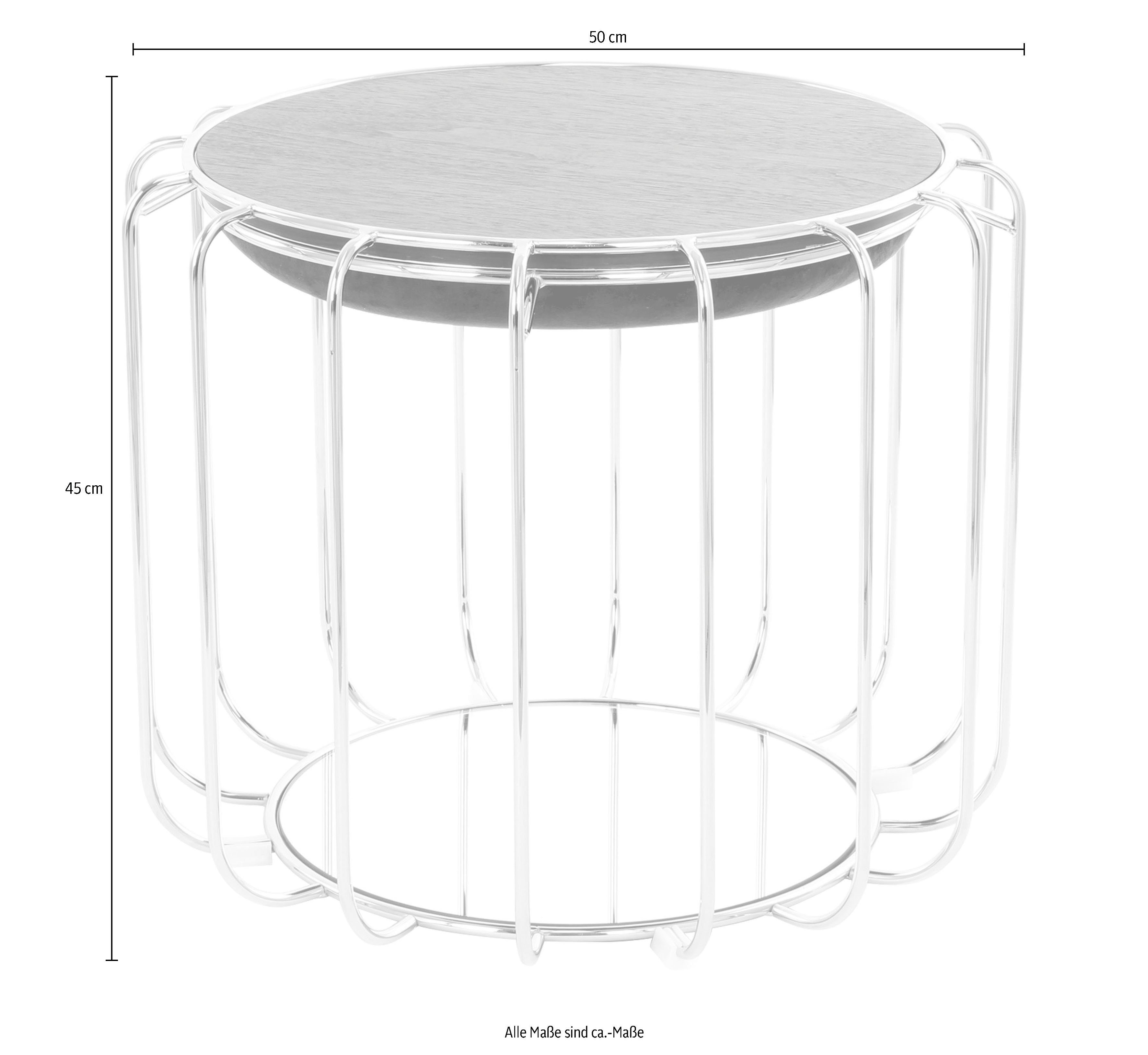 Kayoom Bijzettafel Pouf Comfortable 110, afneembare en omkeerbare bovenkant praktisch om te bouwen tot tafel of voetenbank/poef, met spiegelglas (1 stuk)