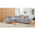 exxpo - sofa fashion hoekbank inclusief verstelbare hoofdsteun en verstelbare rugleuning, naar keuze met slaapfunctie en bedkist grijs