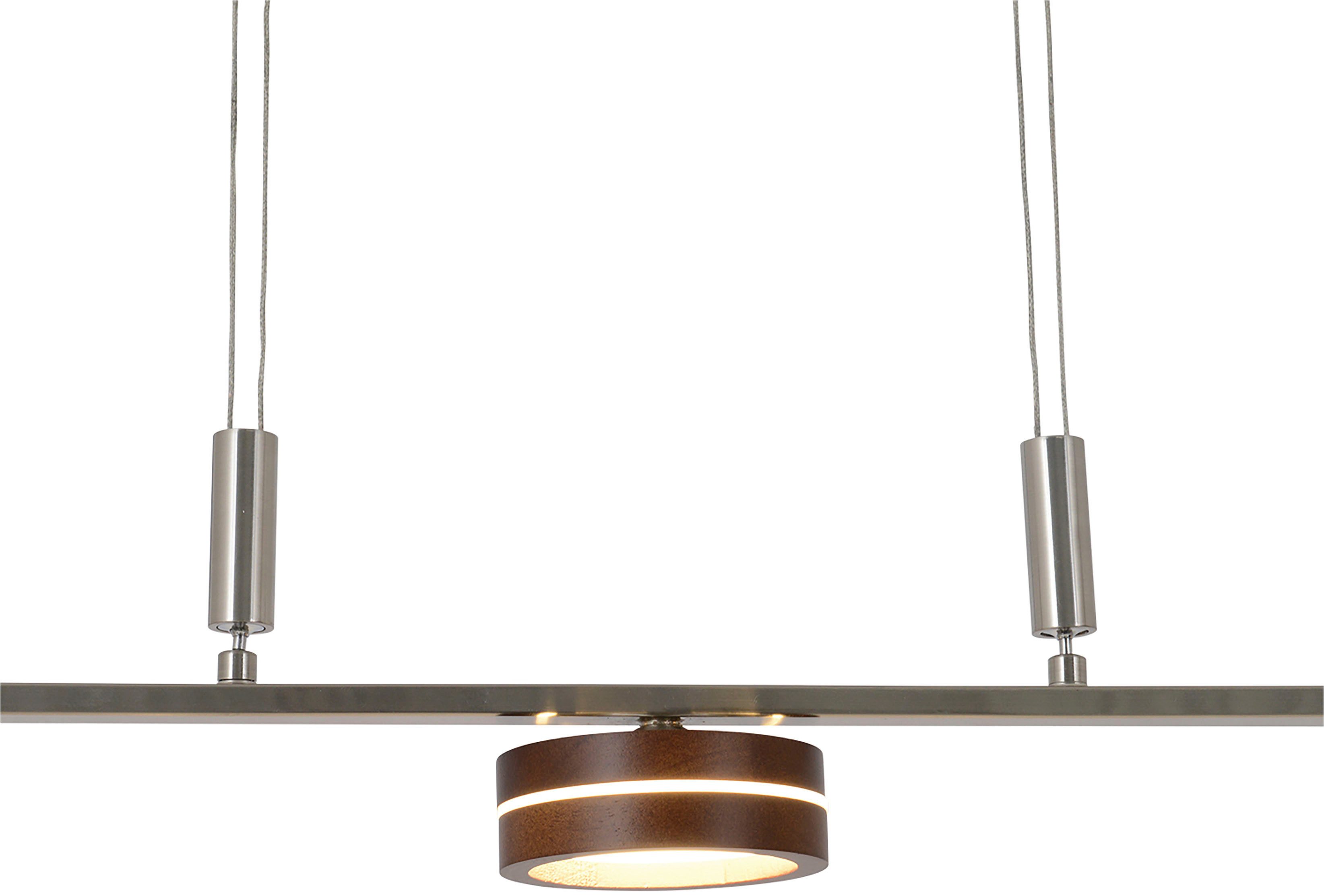 näve Led-hanglamp Triberg 3-vlamig, kappen van hout (eiken), wanddimmer, hoogte verstelbaar 80-150 cm (1 stuk)