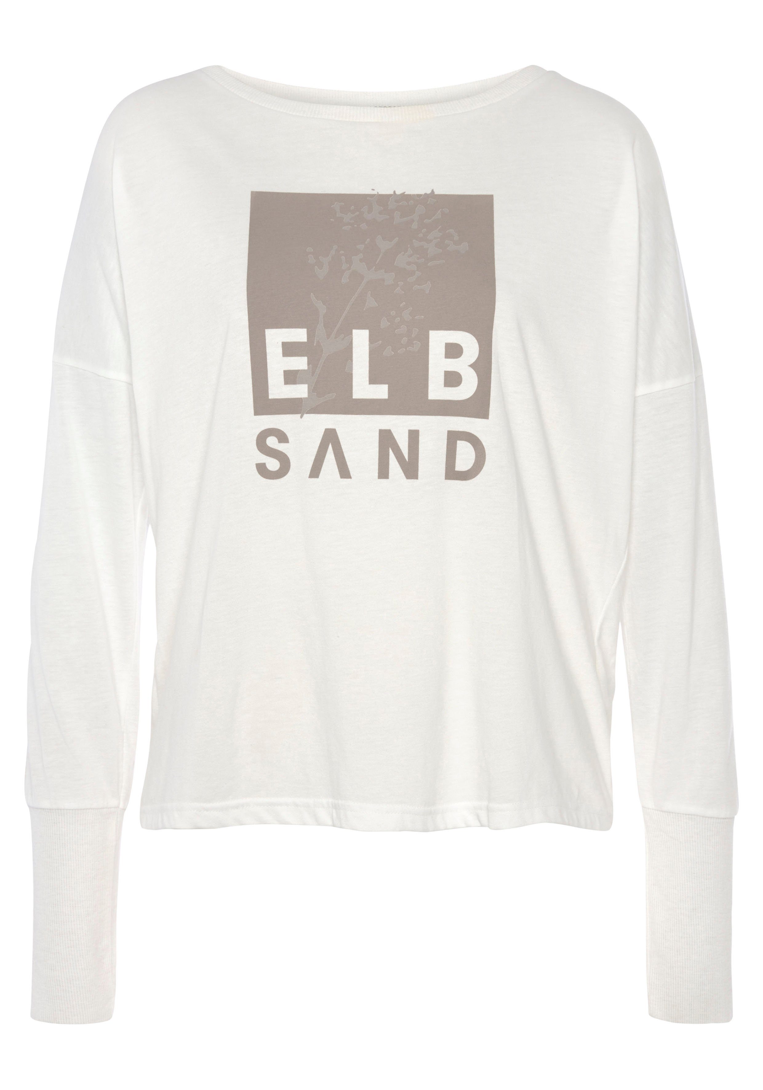 Elbsand Shirt met lange mouwen met logoprint, katoenmix, sportief-casual