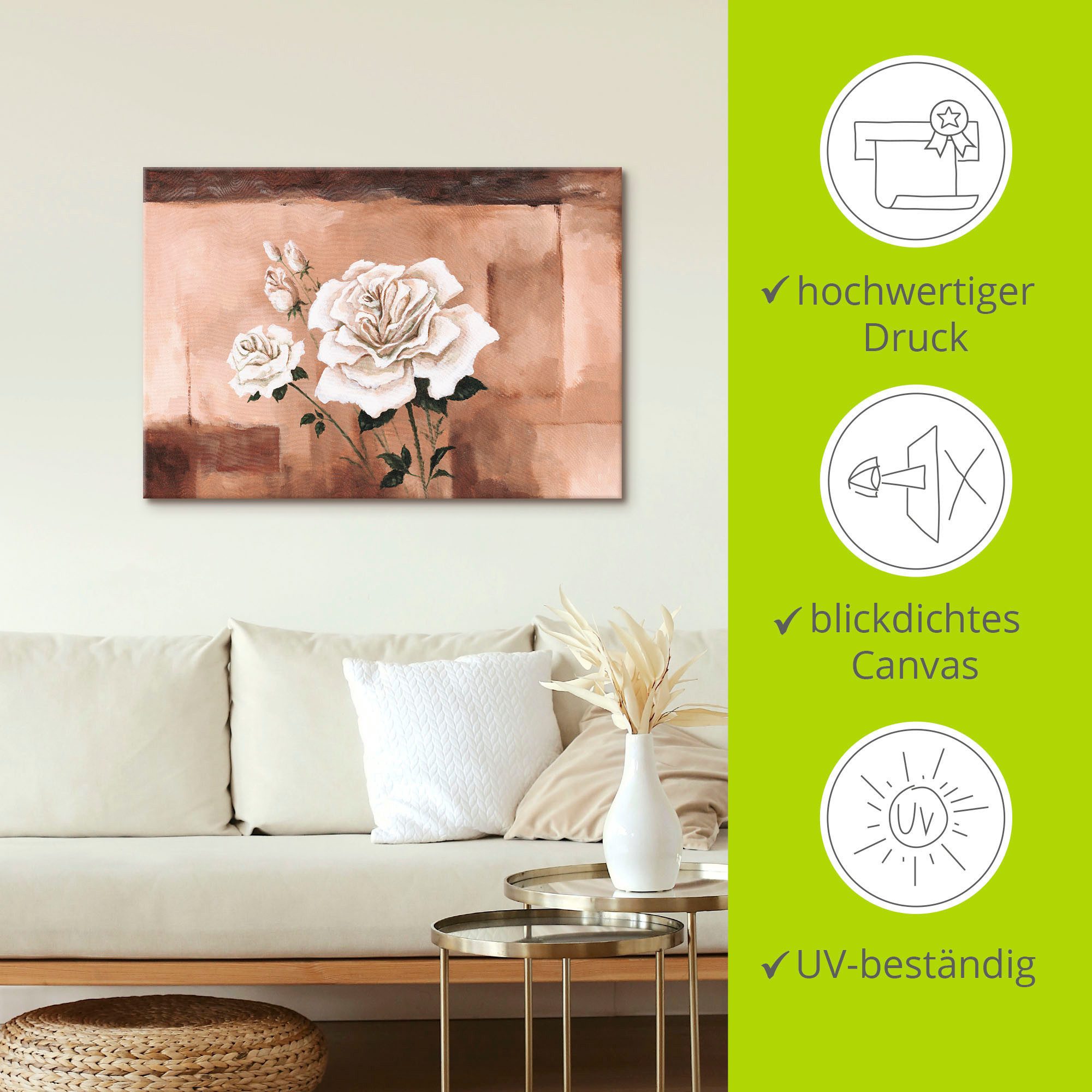 Artland Artprint op linnen Rosen gespannen op een spieraam
