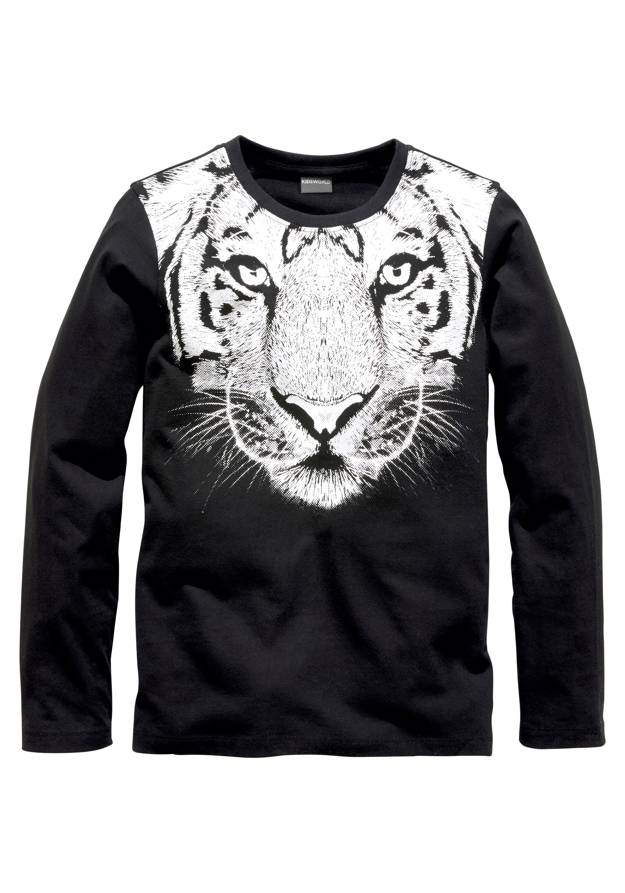 KIDSWORLD Shirt met lange mouwen WHITE TIGER Basic pasvorm, stijlvolle print, ronde hals