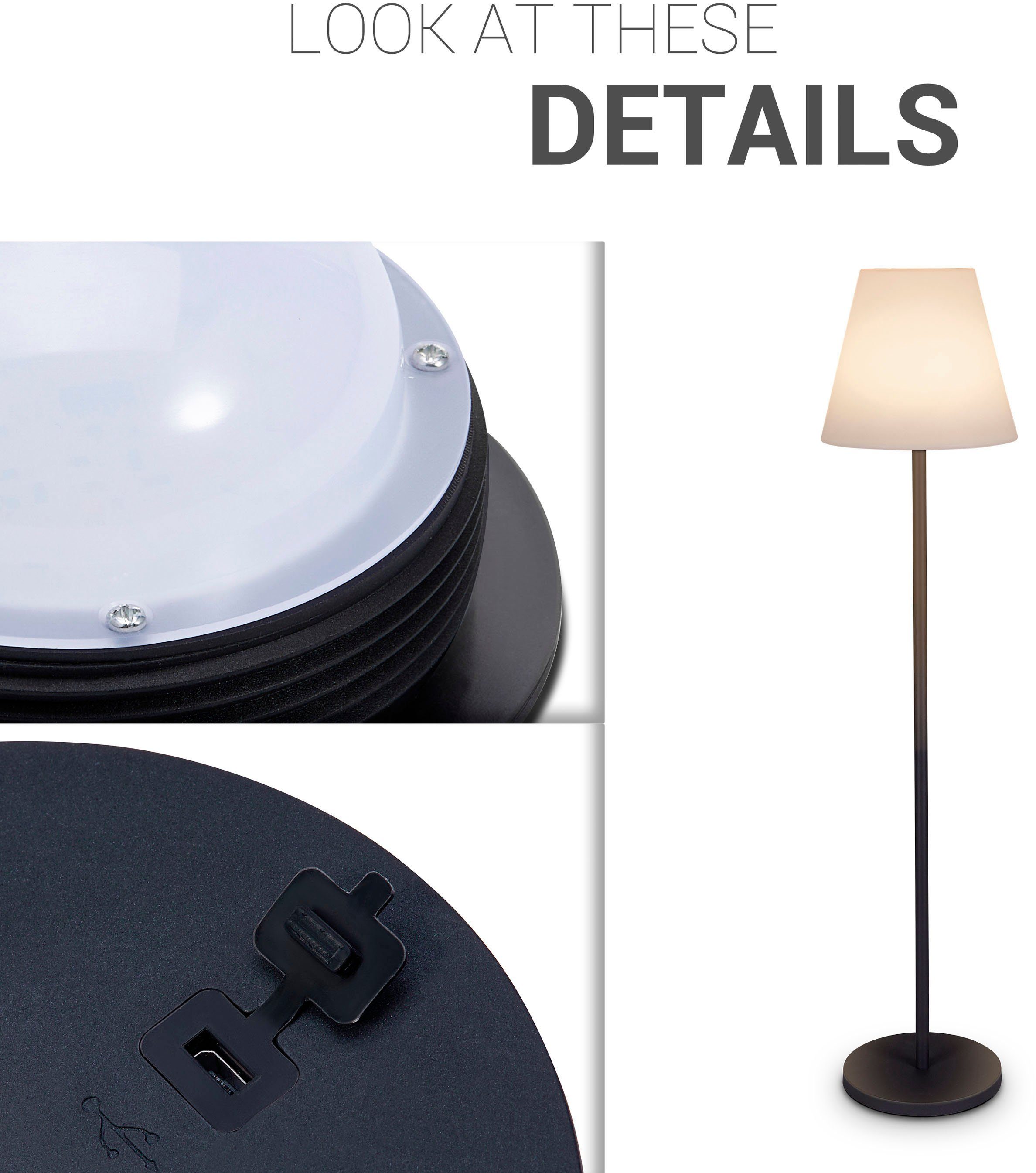 Paco Home Staande lamp JEN In en outdoor LED oplaadbaar IP44 accu tuin terras waterdicht