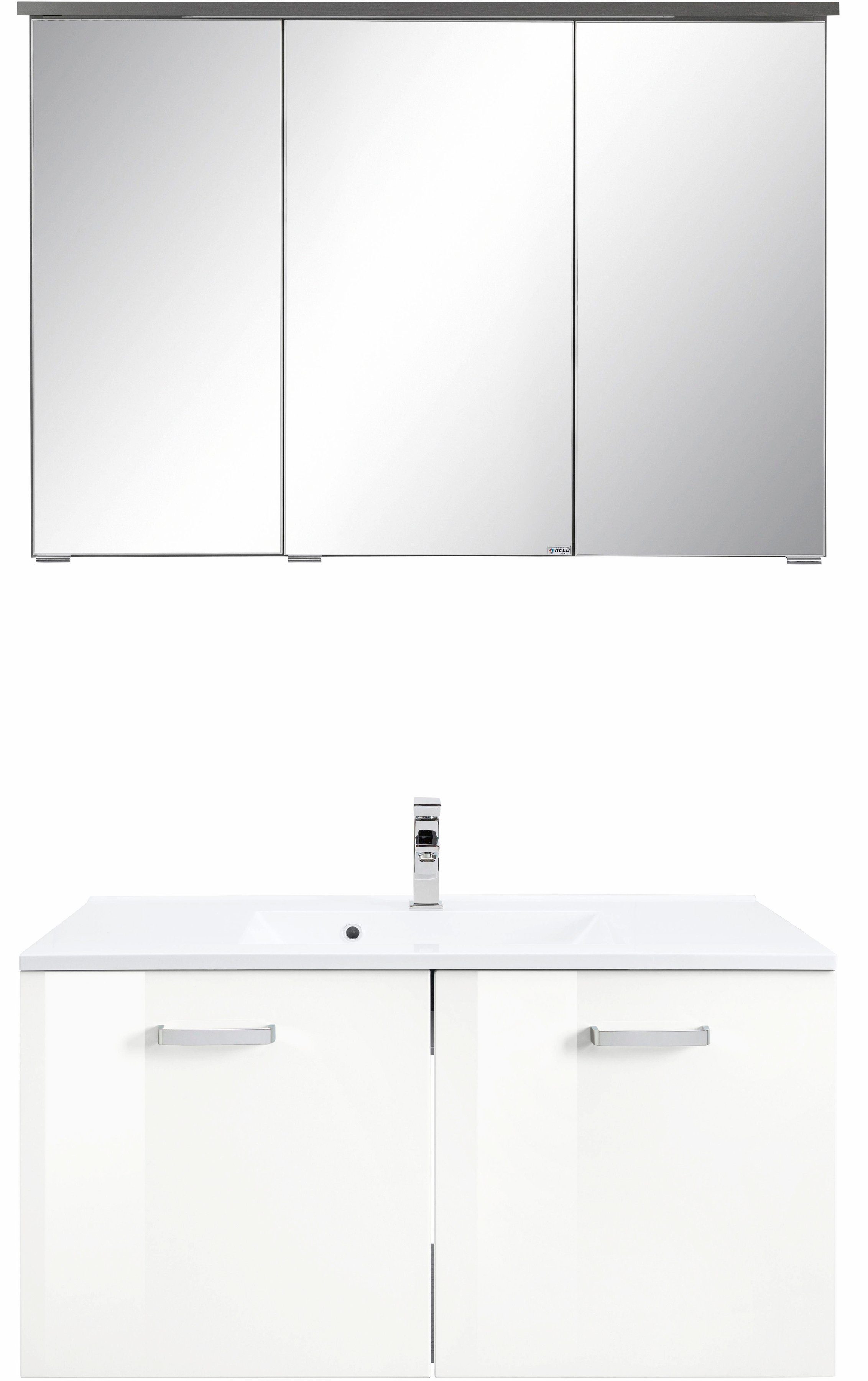 welltime Badkamerserie Ravenna Breedte 90 cm, spiegelkast en wastafelonderkast (2-delig)