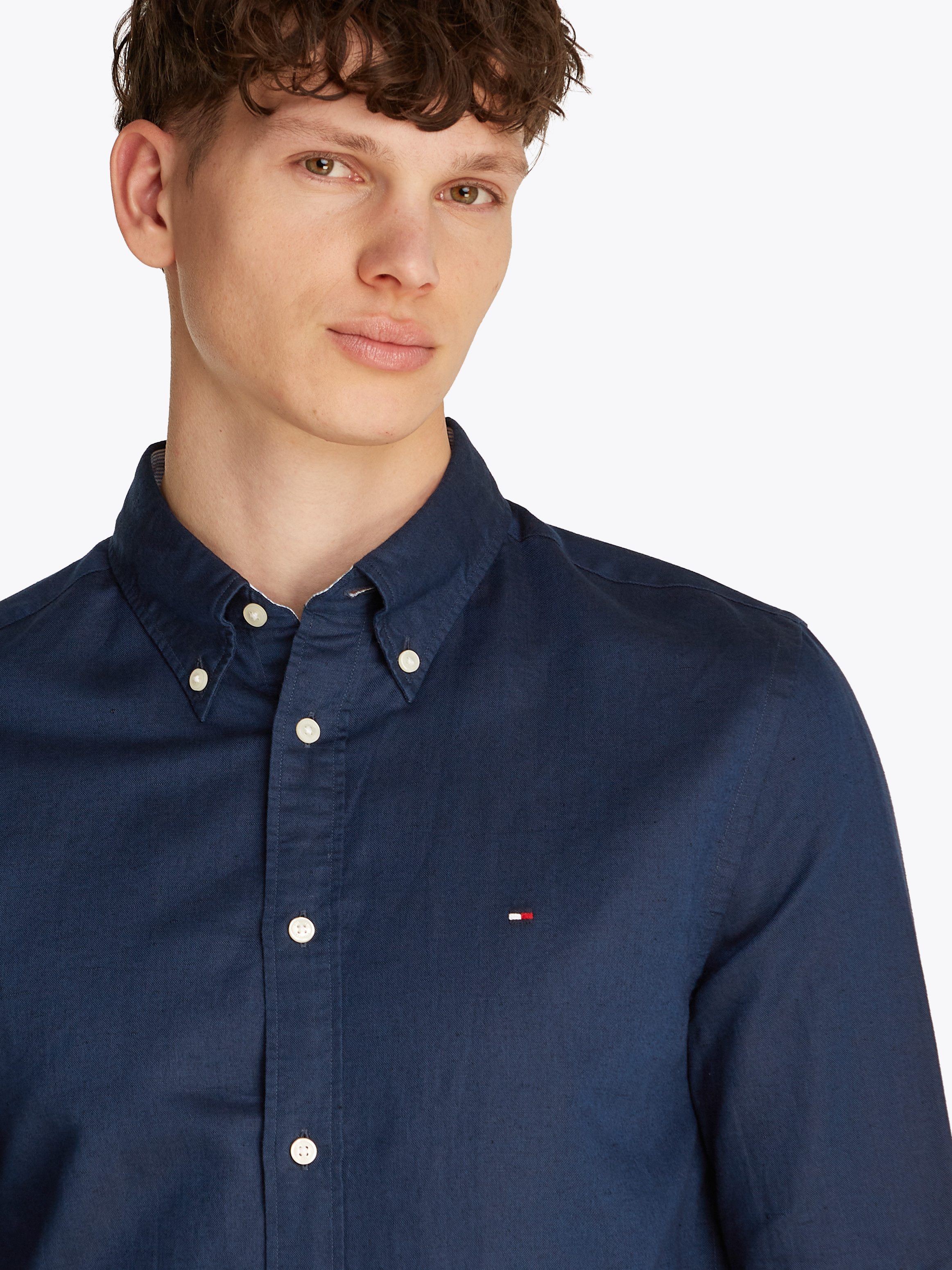 Tommy Hilfiger Overhemd met lange mouwen LINEN BLEND SOLID RF SHIRT