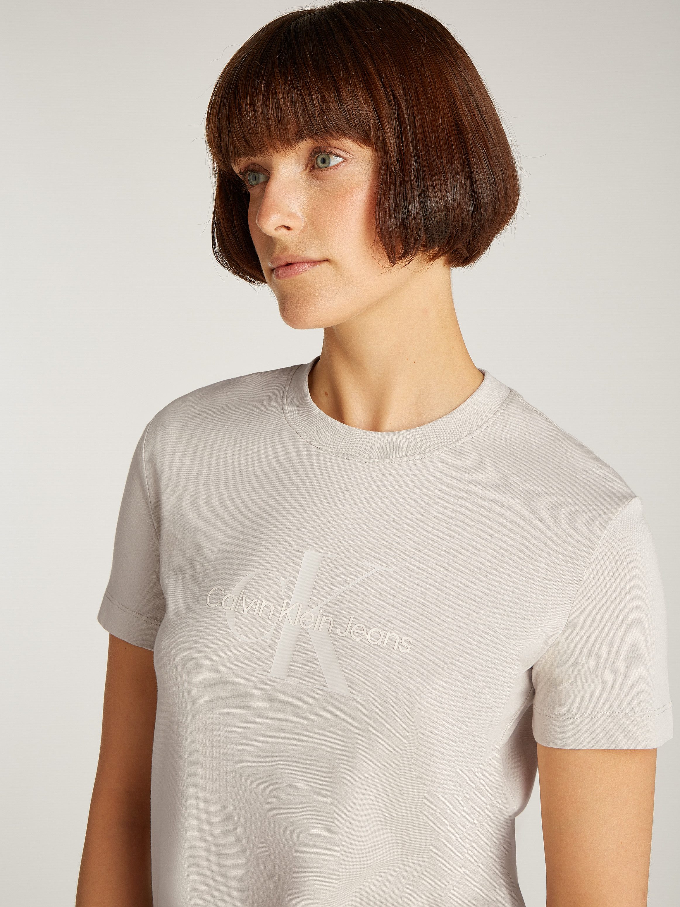 Calvin Klein Shirt met ronde hals GLOSSY MONOLOGO REGULAR TEE