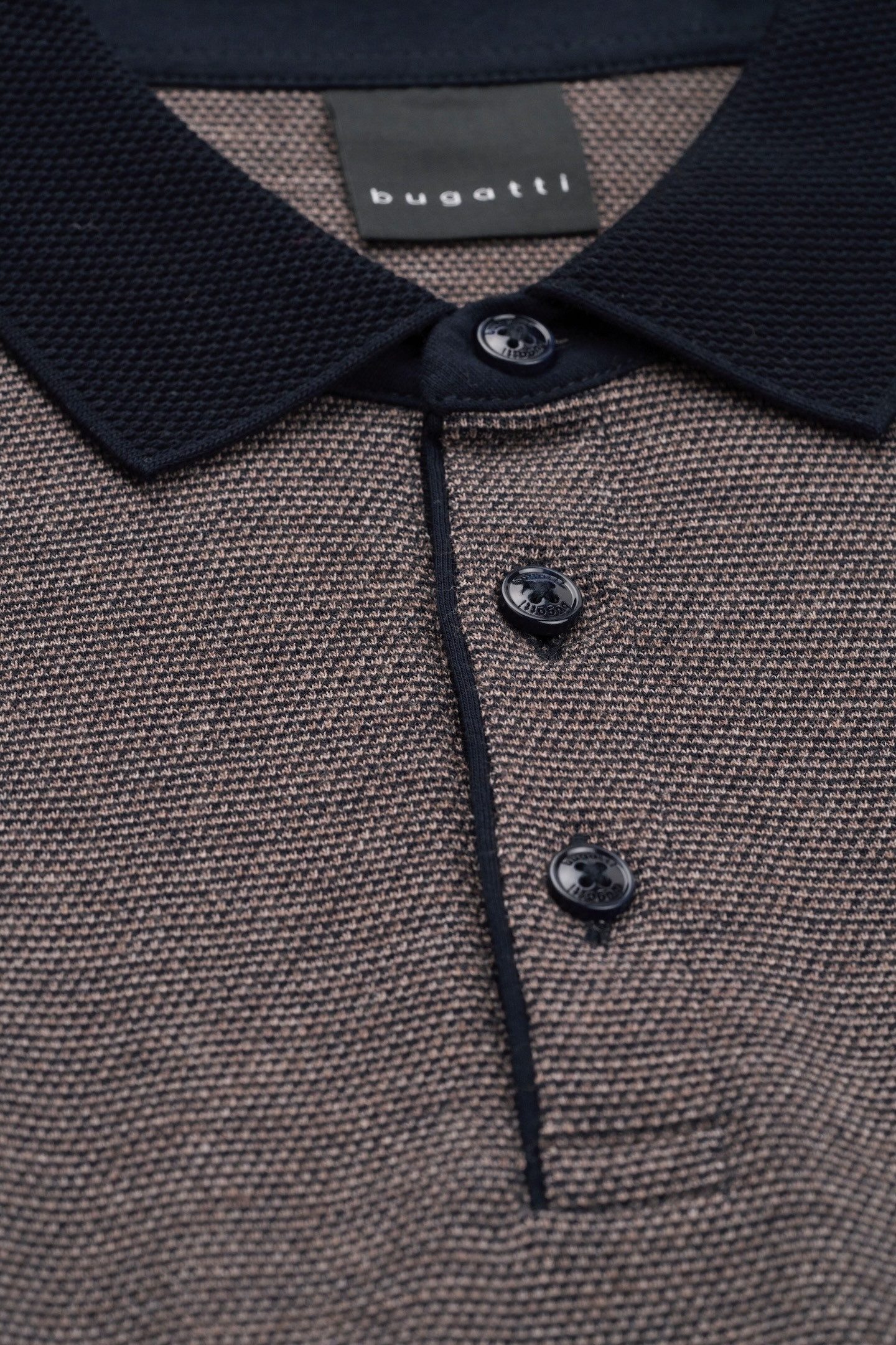 Bugatti Poloshirt met lange mouwen met structuurkraag