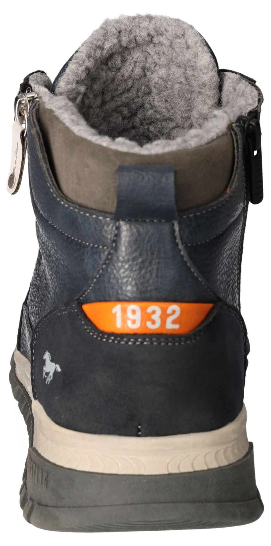 Mustang Shoes Winterlaarzen sleehak, veterschoenen, enkellaars met decoratieve rits aan de buitenkant
