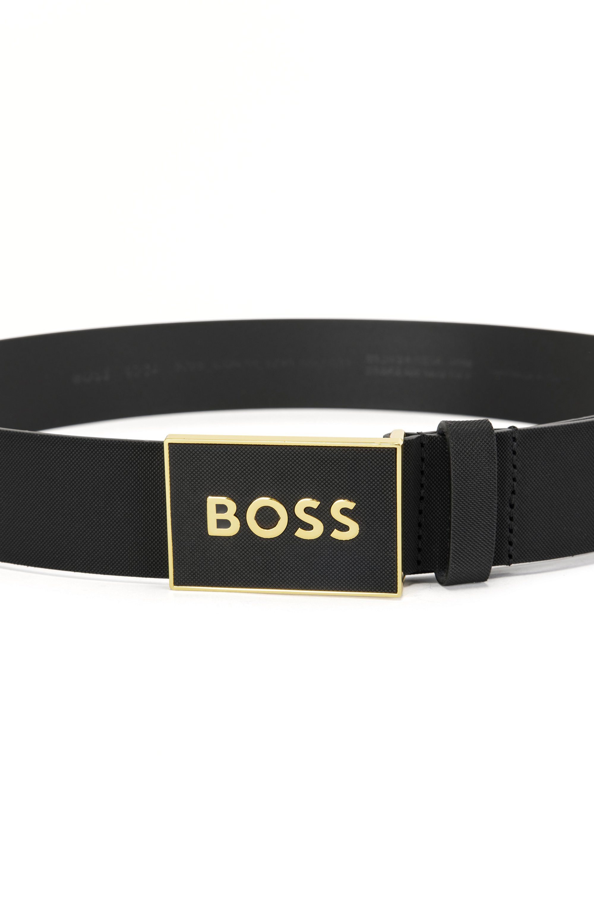 Boss Leren riem Boss_Icon-S1_Sz40 met boss-logo-reliëf op de riemgesp