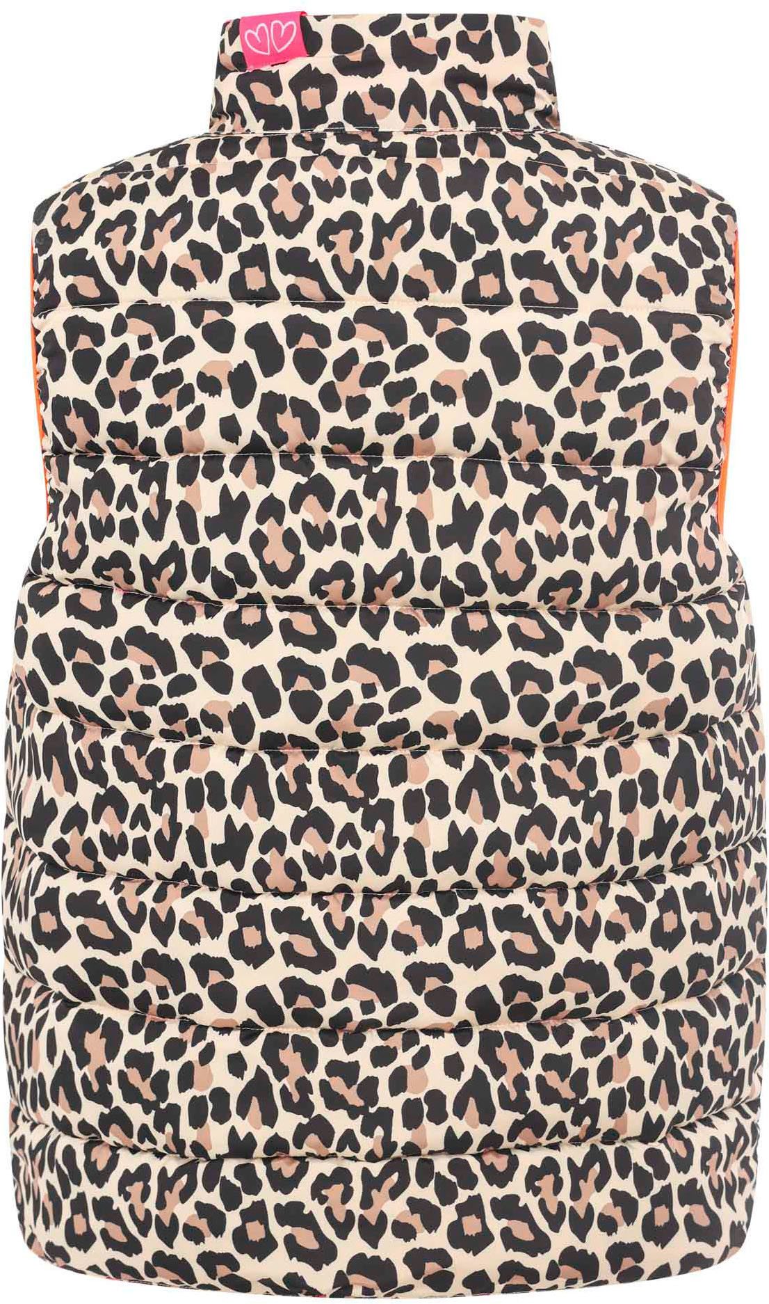 Zwillingsherz Reversible-gilet Omkeerbaar vest kort "Leo" twee keer te dragen met luipaardprint, staande kraag en zakken