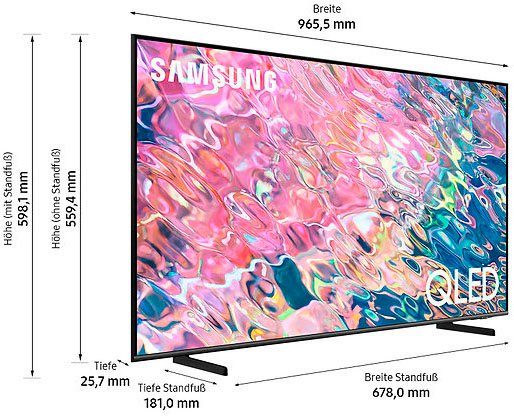 Samsung QLED-TV 43" QLED 4K Q60B (2022), 108 cm / 43", Smart TV, Quantum Processor Lite 4K, Quantum HDR, Supreme UHD-dimming