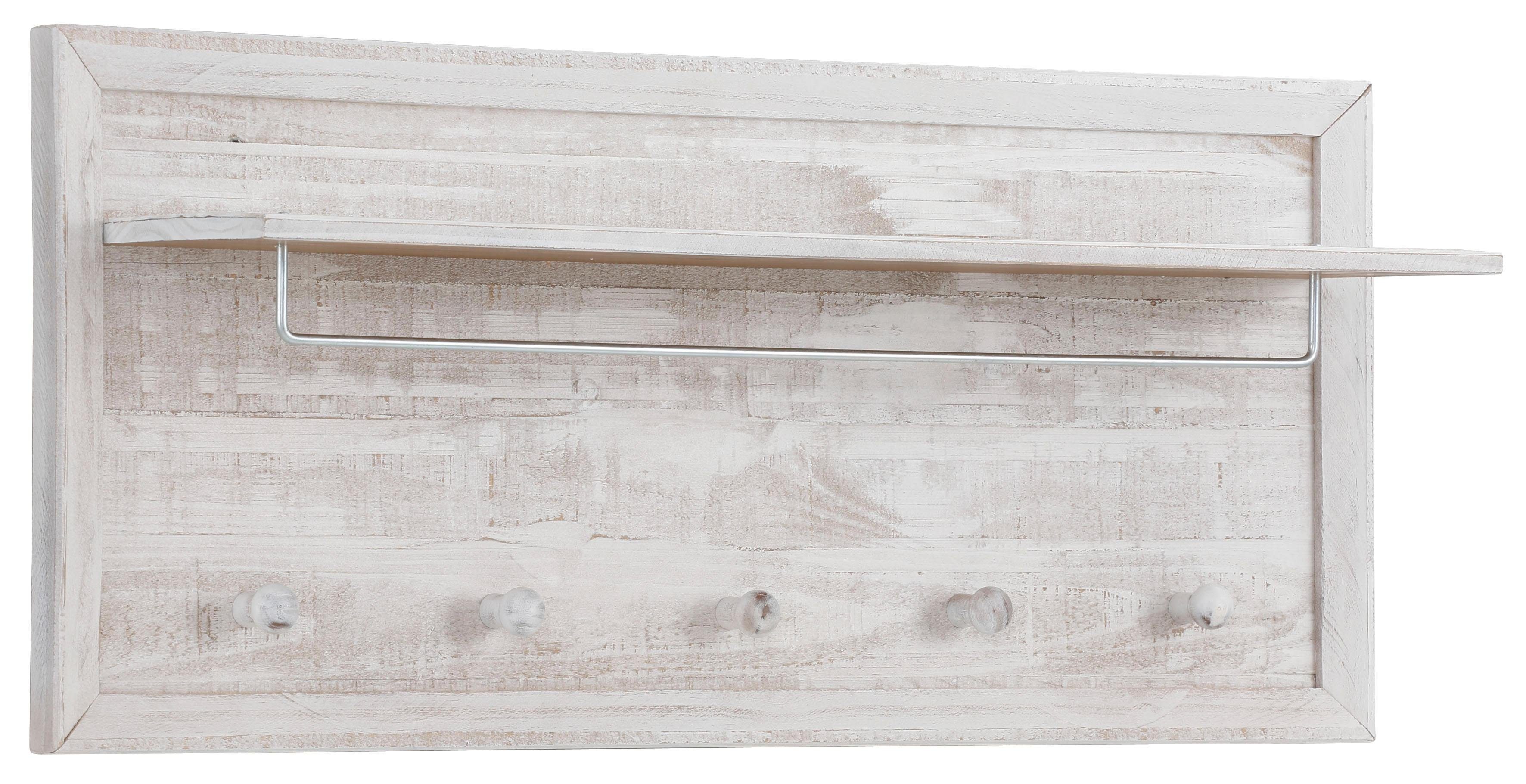 Home affaire Kapstokpaneel Auckland met 1 metalen stang en 5 haken, van massief hout, breedte 60 cm