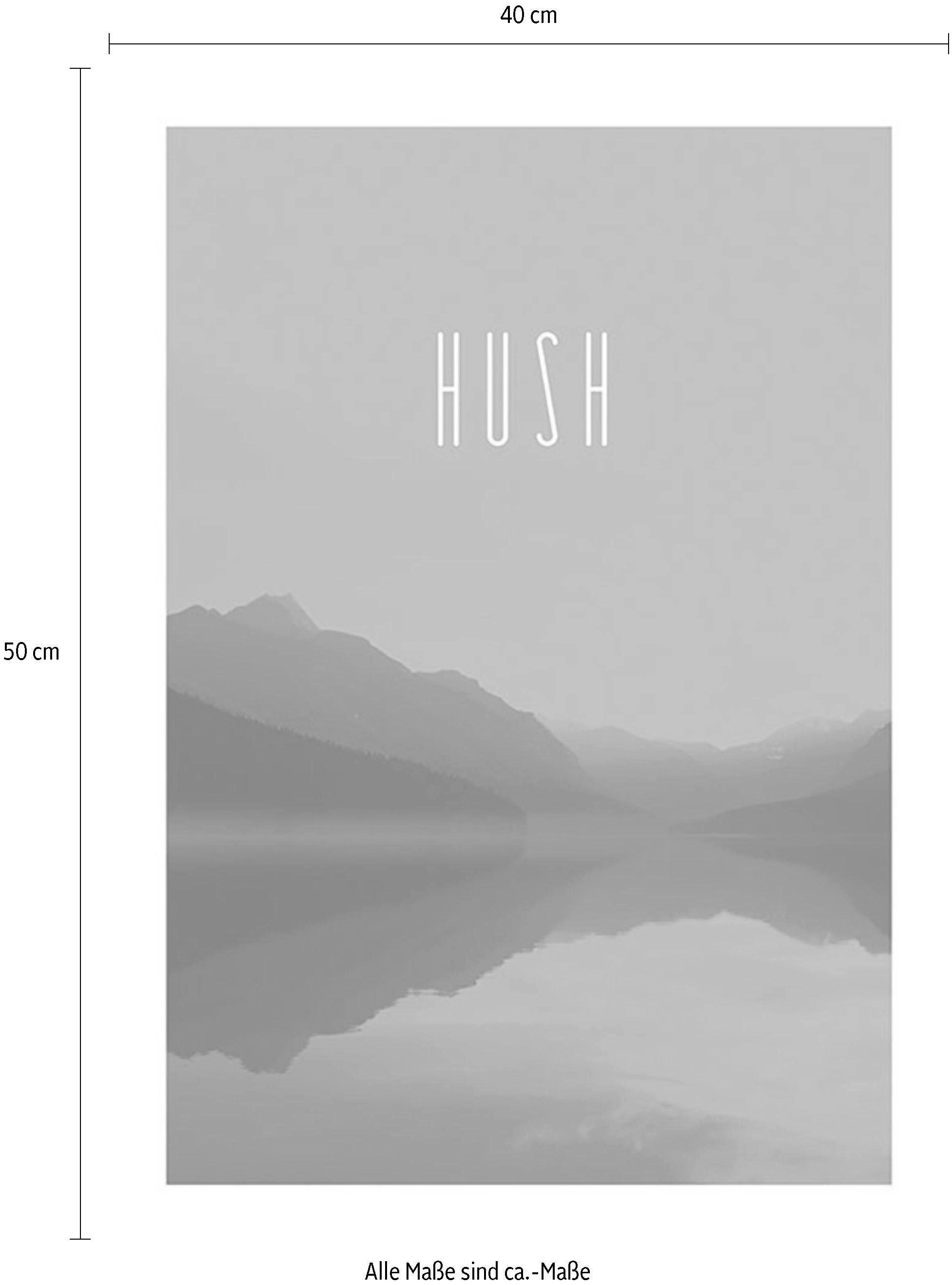 Komar Wanddecoratie Word Lake Hush blue Wanddecoratie - zonder lijst (1 stuk)