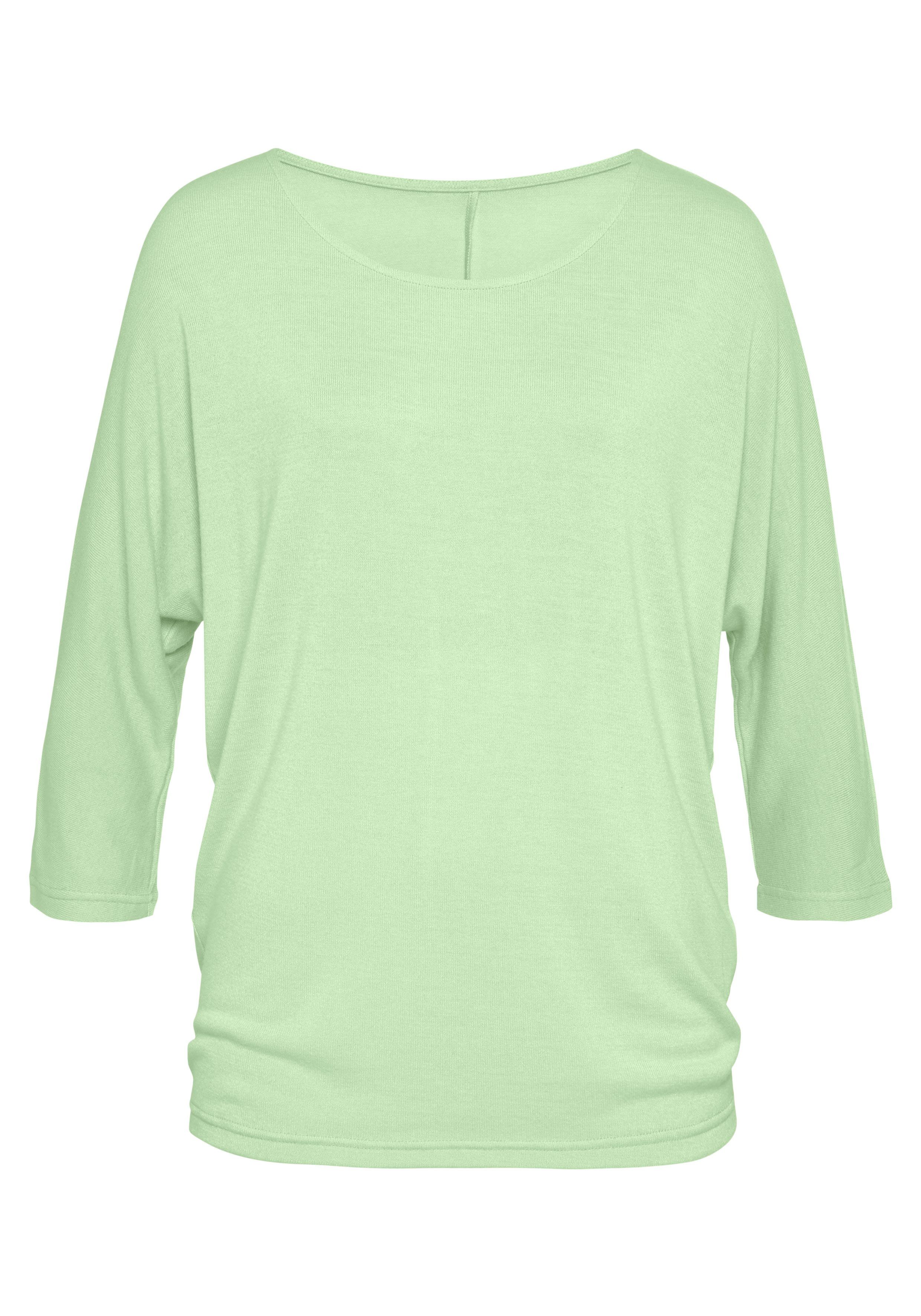 Lascana Shirt met 3 4-mouwen Met vlindermouwen van zachte fijn gebreide kwaliteit met viscose (1-delig)