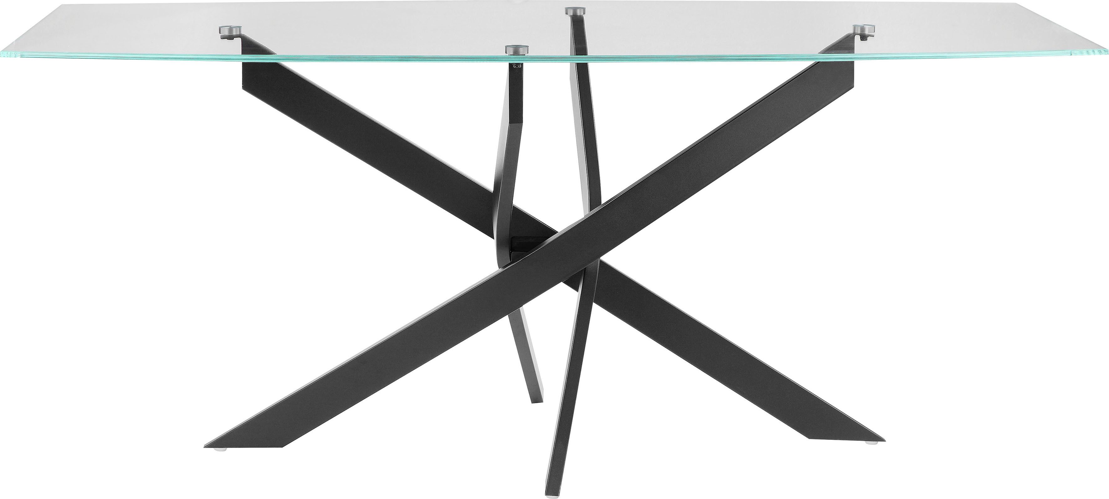 INOSIGN Eettafel Kairi, TOPSELLER!, OTTOs Choice Glazen tafelblad, gepoedercoat metalen frame, twee tafelbreedtes eettafels zwart