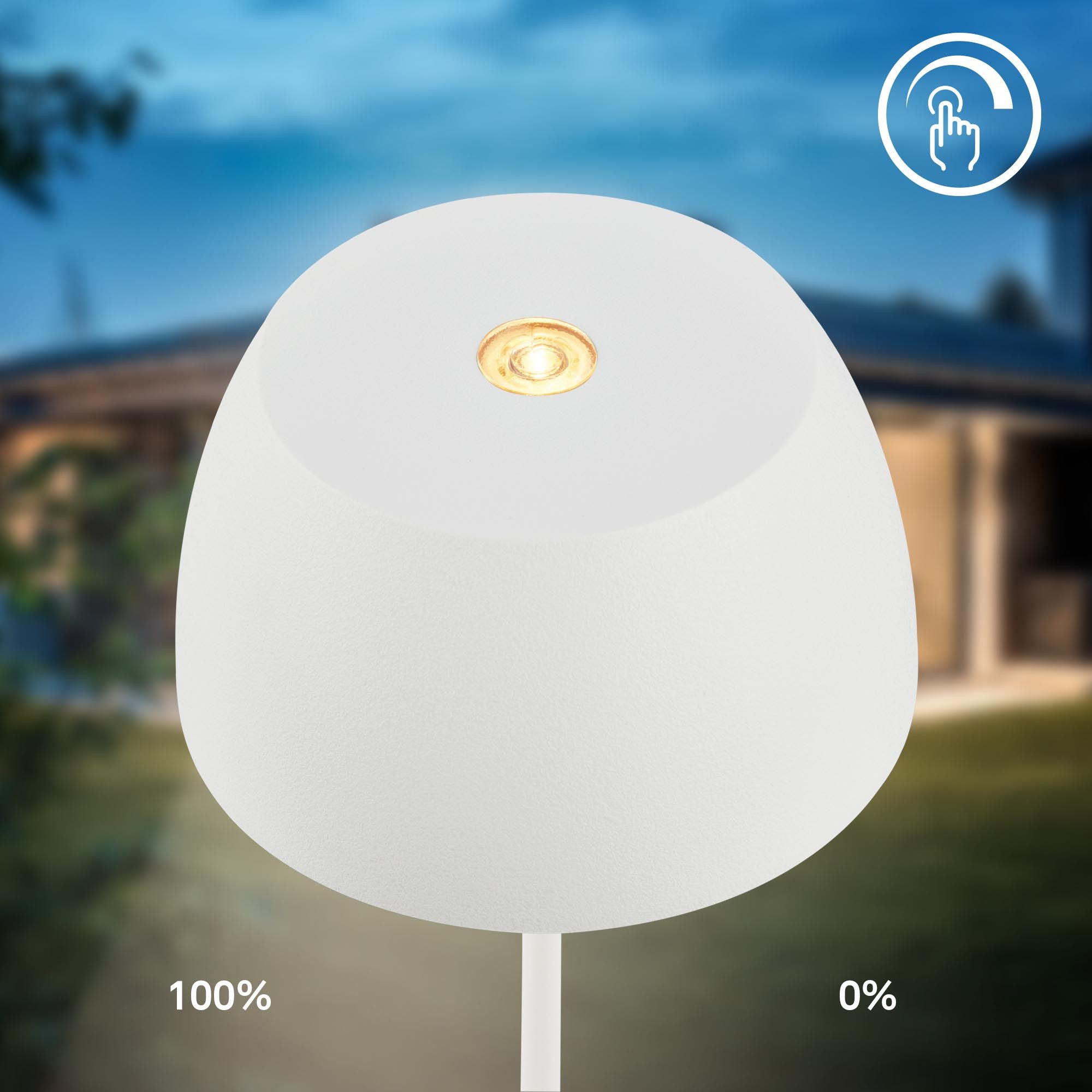 B.K.Licht Tafellamp voor buiten BK_TL1605 Mini Accu LED tafellamp, touchdimmer, met USB-C 2.700 k, 150 lm, 2,5w, ip44, verwisselbare accu, 4h-24h brandduur, wit (1 stuk)