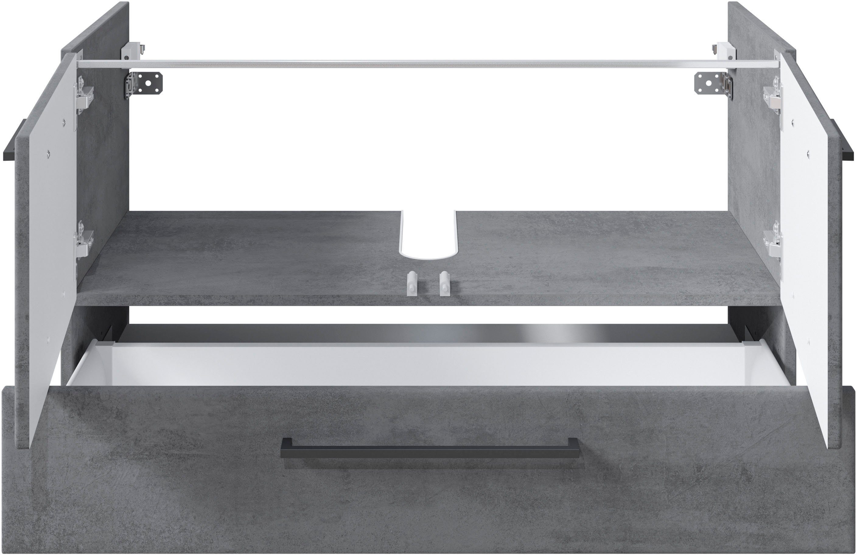 Saphir Badkamerserie Quickset 945 4-delig, keramieken wastafelonderkast met led-spiegelkast (5-delig)