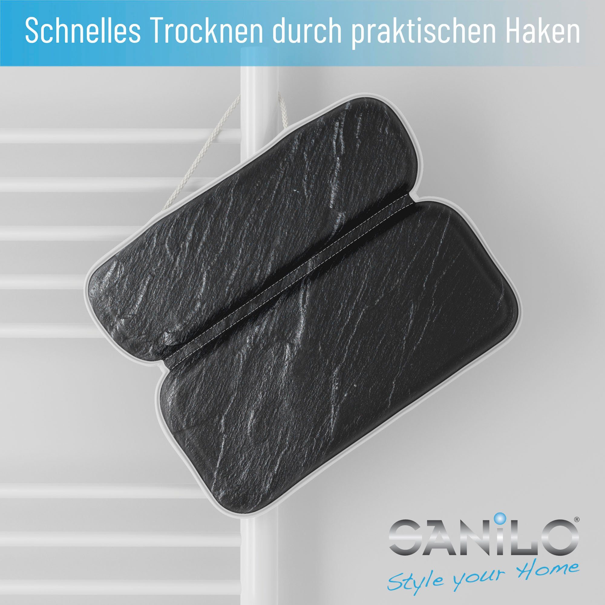 Sanilo Nekkussen Badkussen Granit comfortabel, antislip, volle kleuren, met 7 prima zuignappen