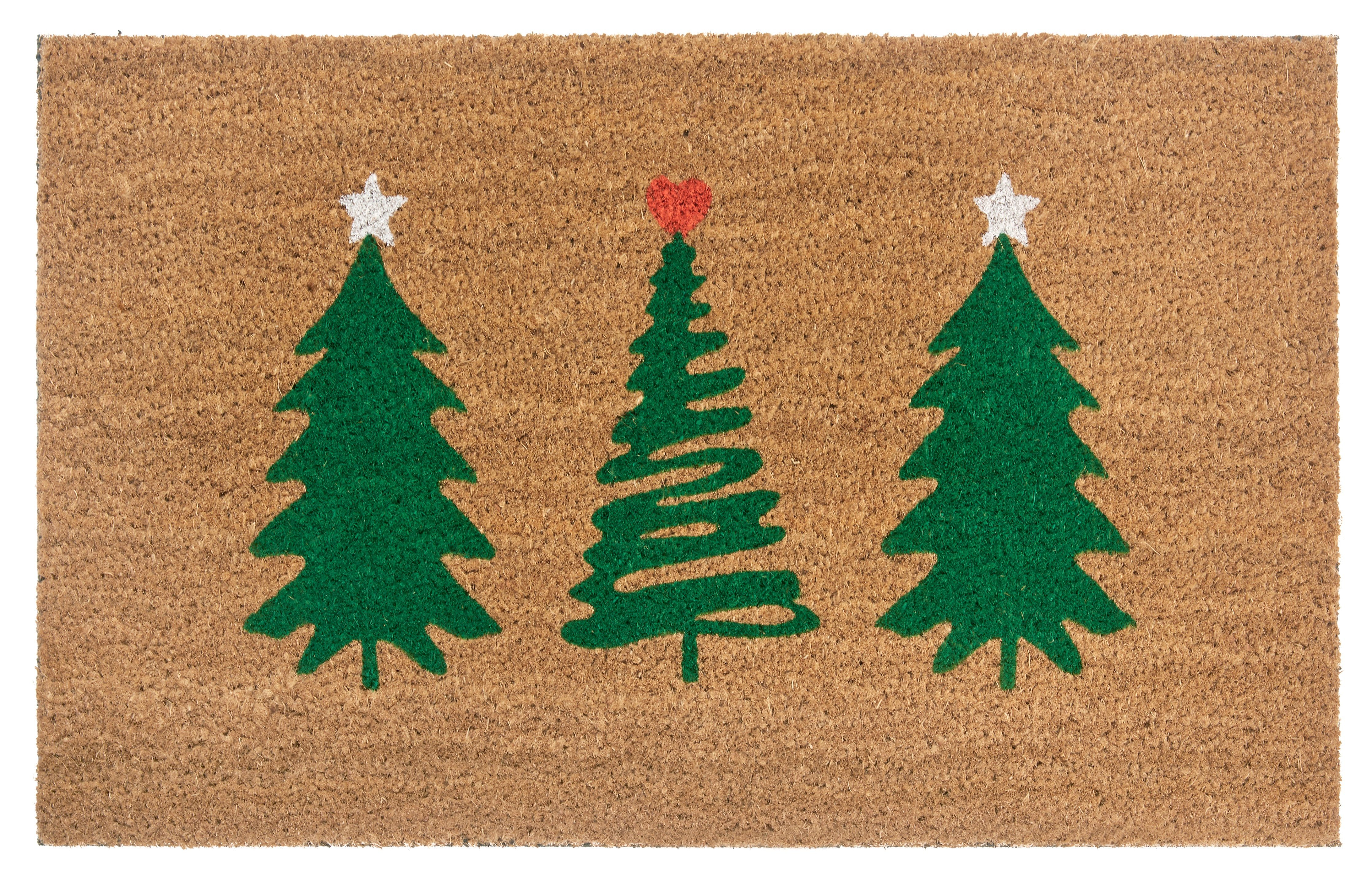 HANSE Home Mat Mix Mats Kokos Decorated Pine Trees Kerstmis, vuilafstotende mat, buiten,...