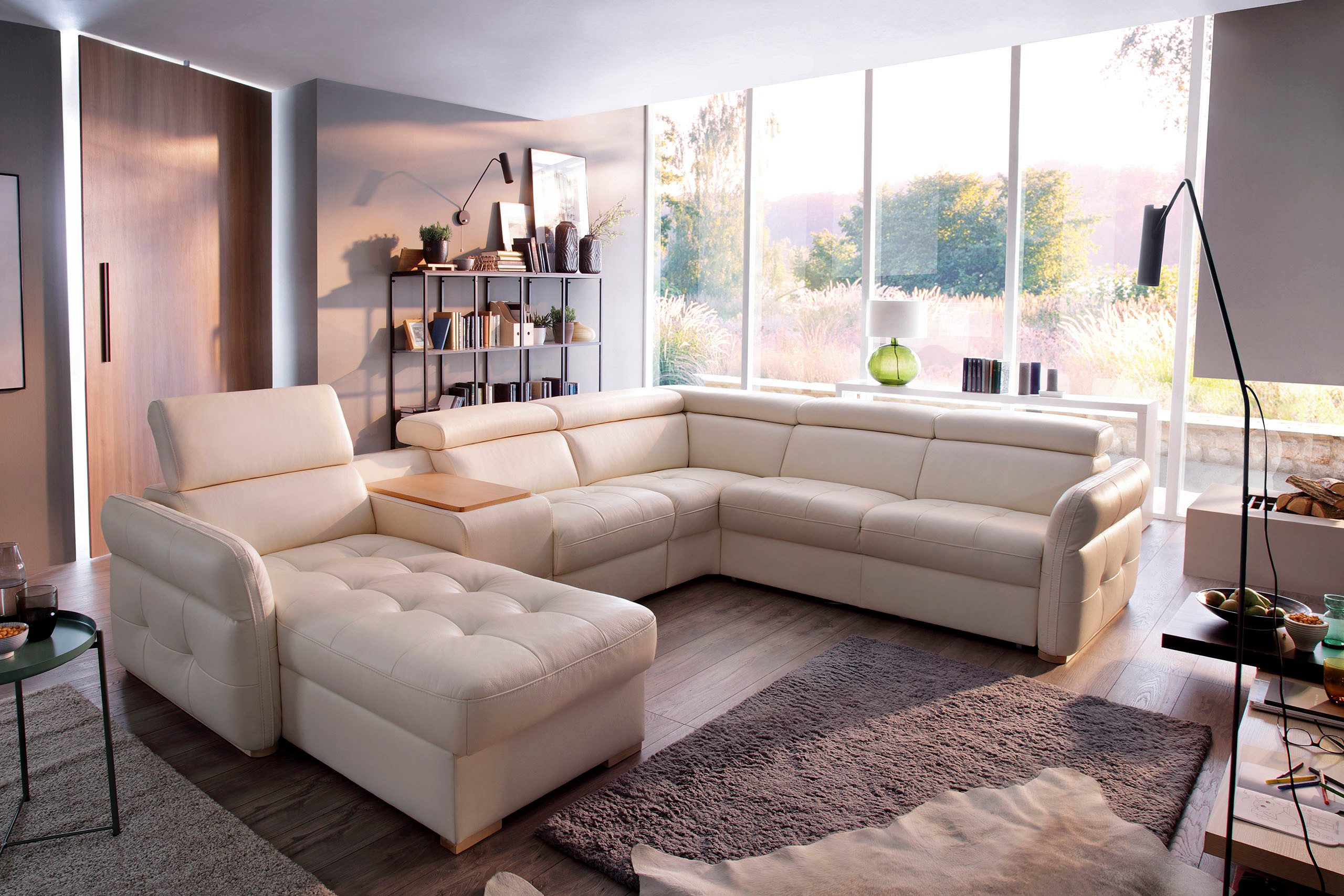 exxpo sofa fashion Zithoek Massimo, Familien Sofa mit viel Platz, Lederbezug, bequem, komfortabel