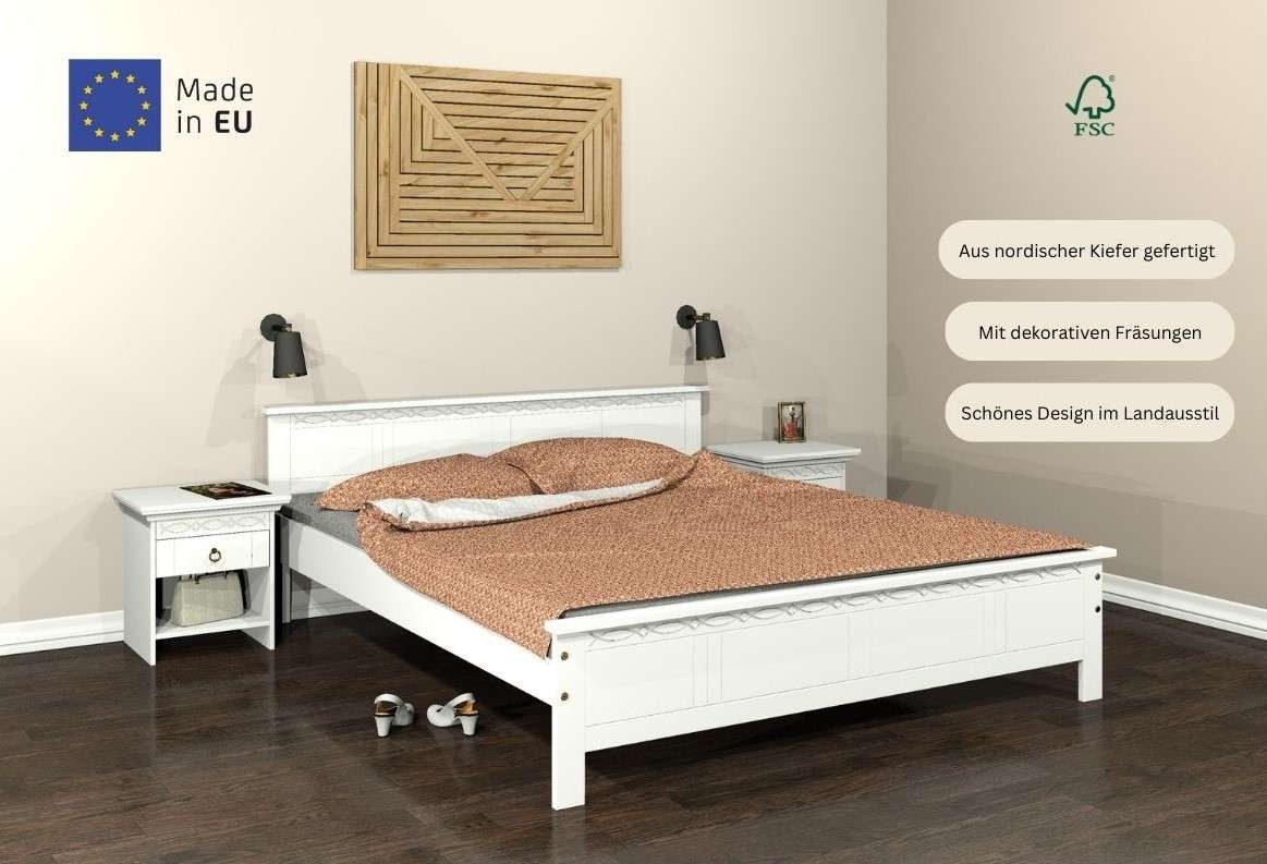 Home affaire Massief houten ledikant Indra, TOPSELLER, landhuisstijl, elegant design, gecertificeerd massief hout