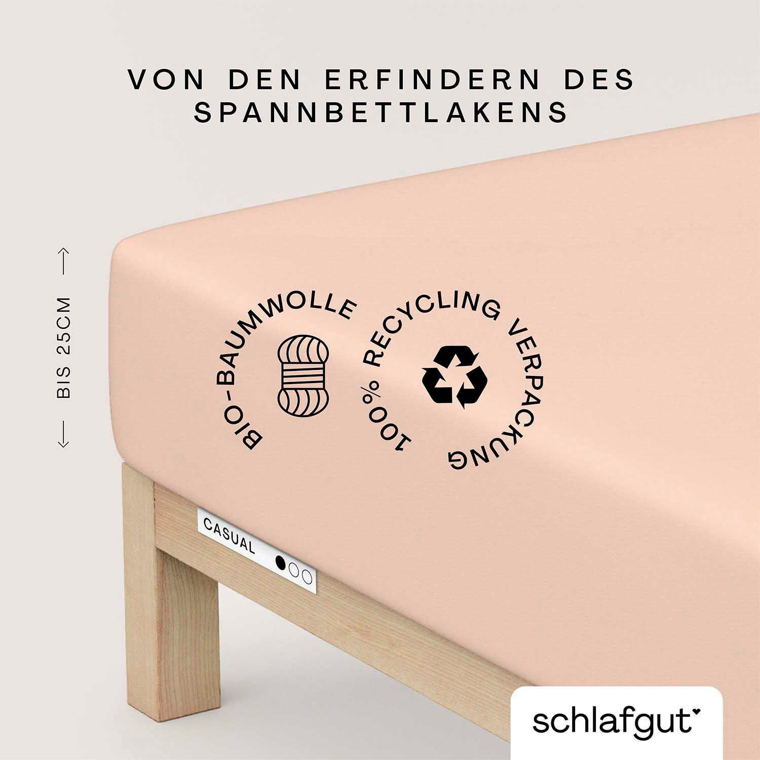 Schlafgut Hoeslaken CASUAL o.a. in maat 90x200, 140x200 of 180x200 cm, 100% biologisch katoen Dekbedovertrek voor matrassen tot 25 cm hoogte,