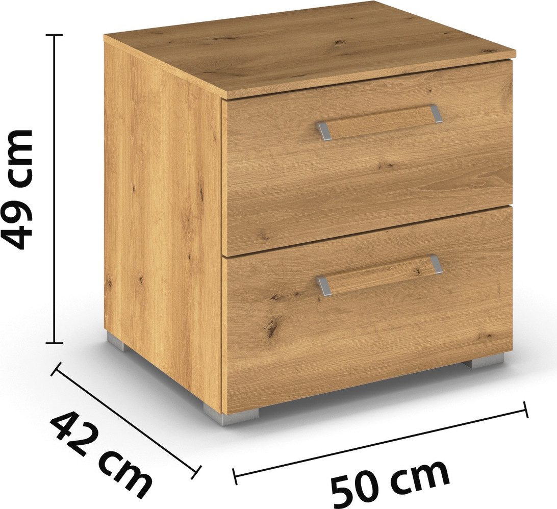 rauch Nachtkastje Nachtconsole Commode EVELYN in elegante stijl 2 ladenpaneel met stopcontact made in germany