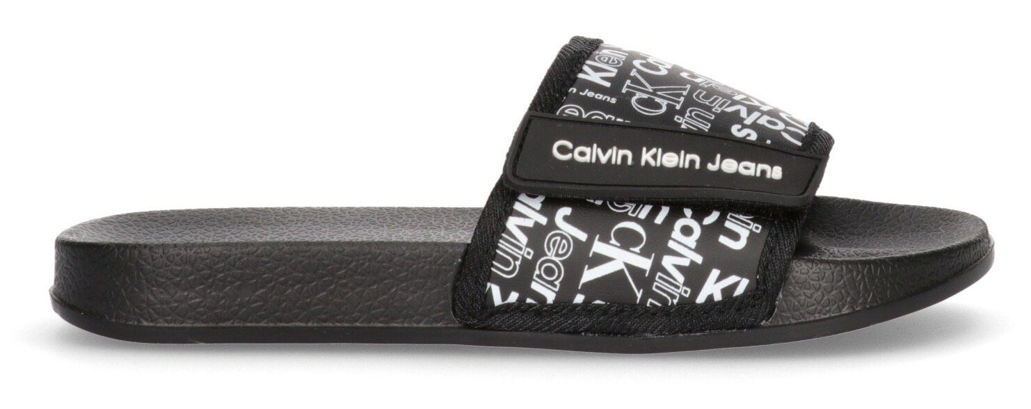 Calvin Klein Badslippers AOP POOL SLIDE , zomerschoen, slippers, badschoen, poolslides met logo-schriften