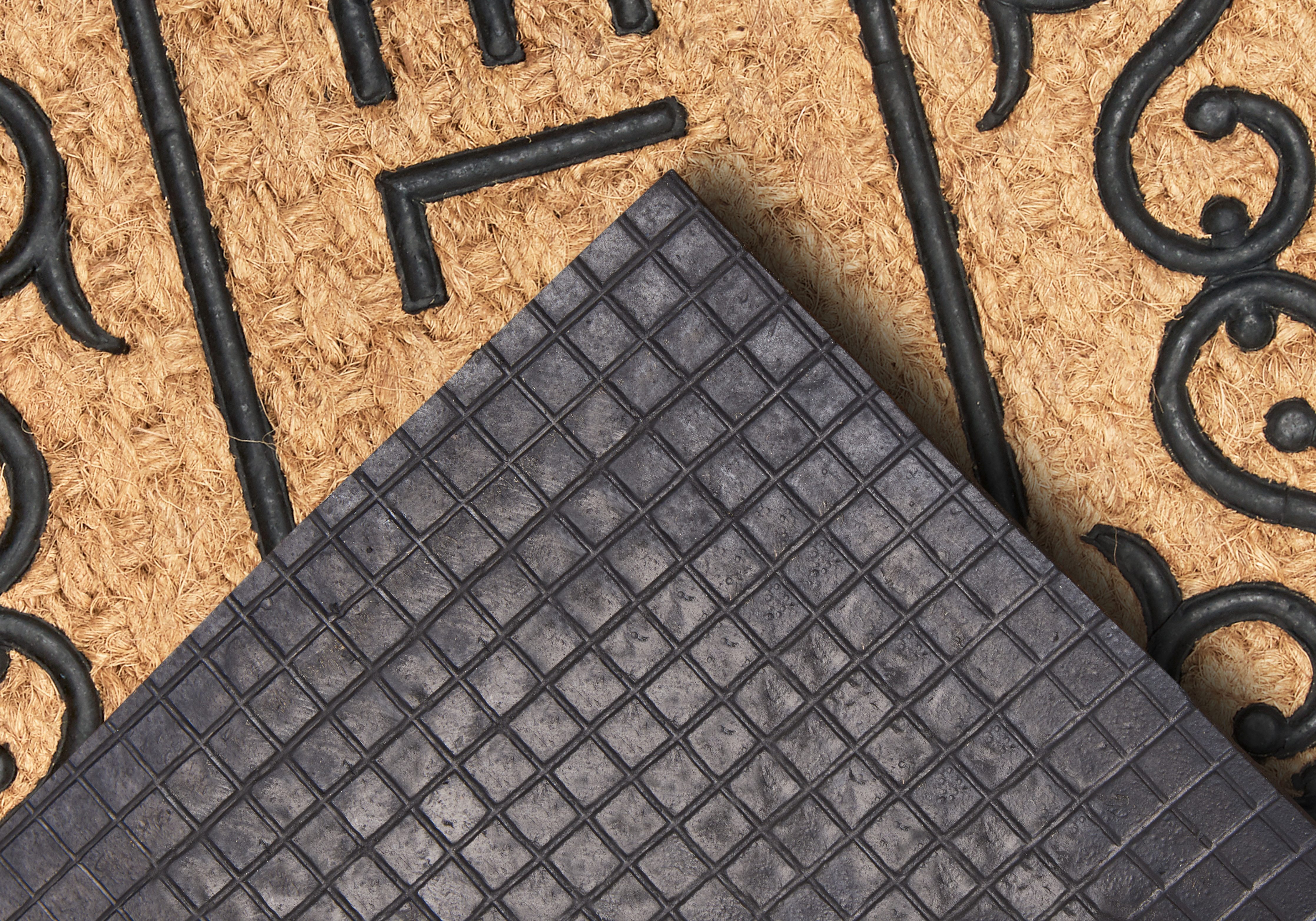 HANSE Home Mat Mix Mats Gummi-Kokos Welcome Floral Border, deurmat Kokos, rubber, vuilafstotende mat, buiten, antislip, binnen, kokosmat