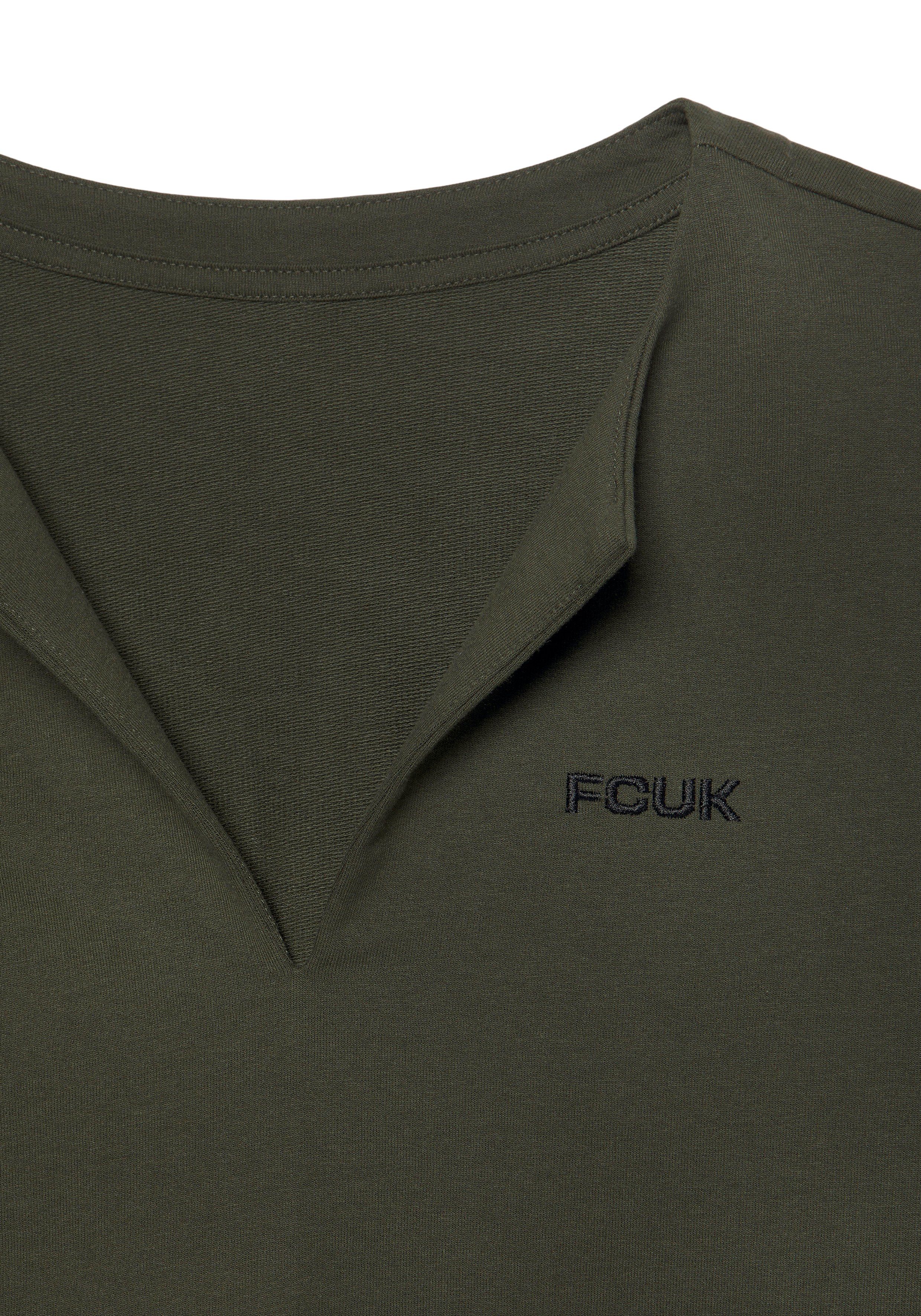 FCUK Sweatshirt Sweatshirt met V-hals en grote rugprint, loungeanzug (1-delig)